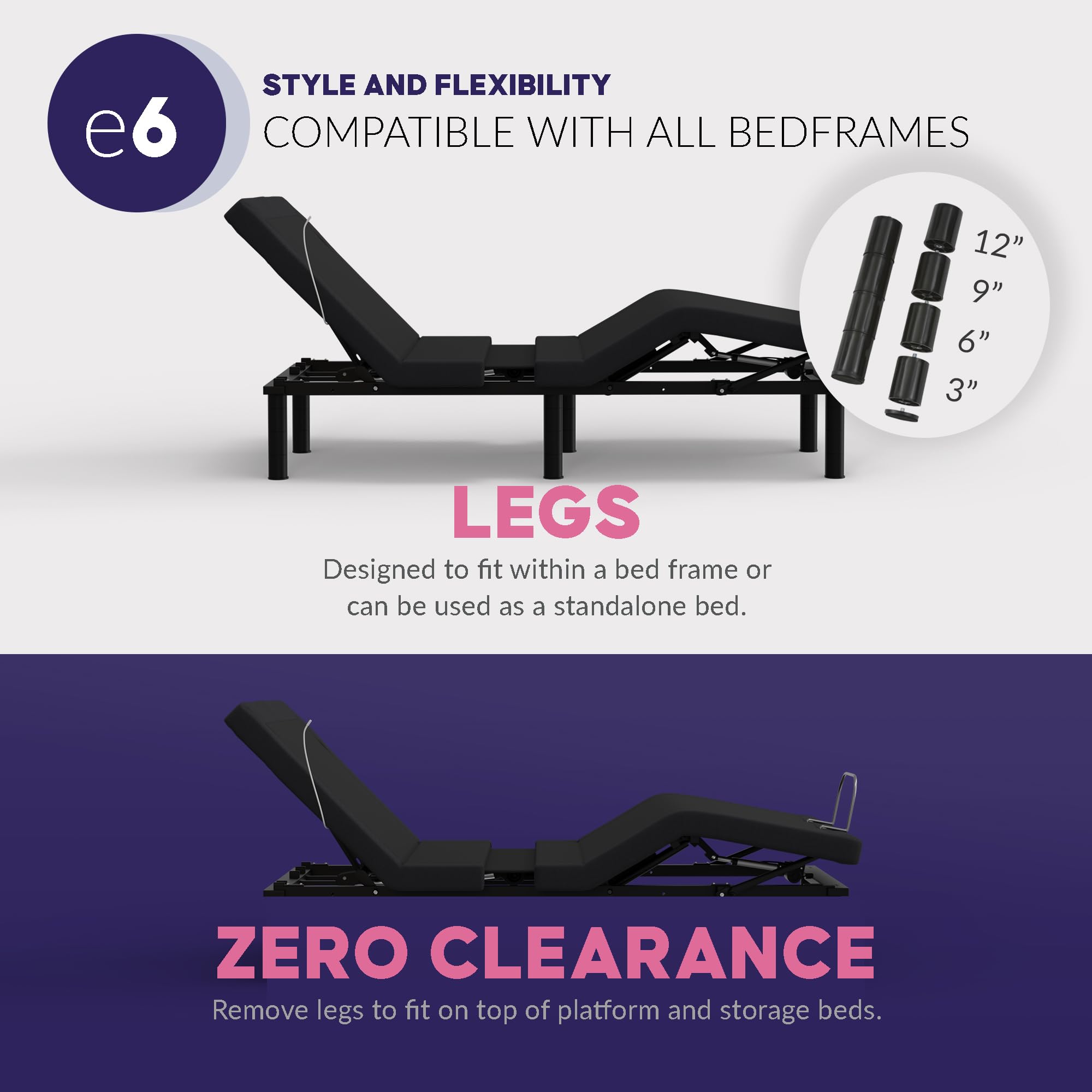 Blissful Nights e6 Adjustable Bed Frame with Voice Control, Massage, USB Charging, Night Light & Anti-Snore - Zero Gravity, Wireless Remote, Tool-Free Assembly (Twin XL) - Perfect for Home, Hospital & Elderly Care