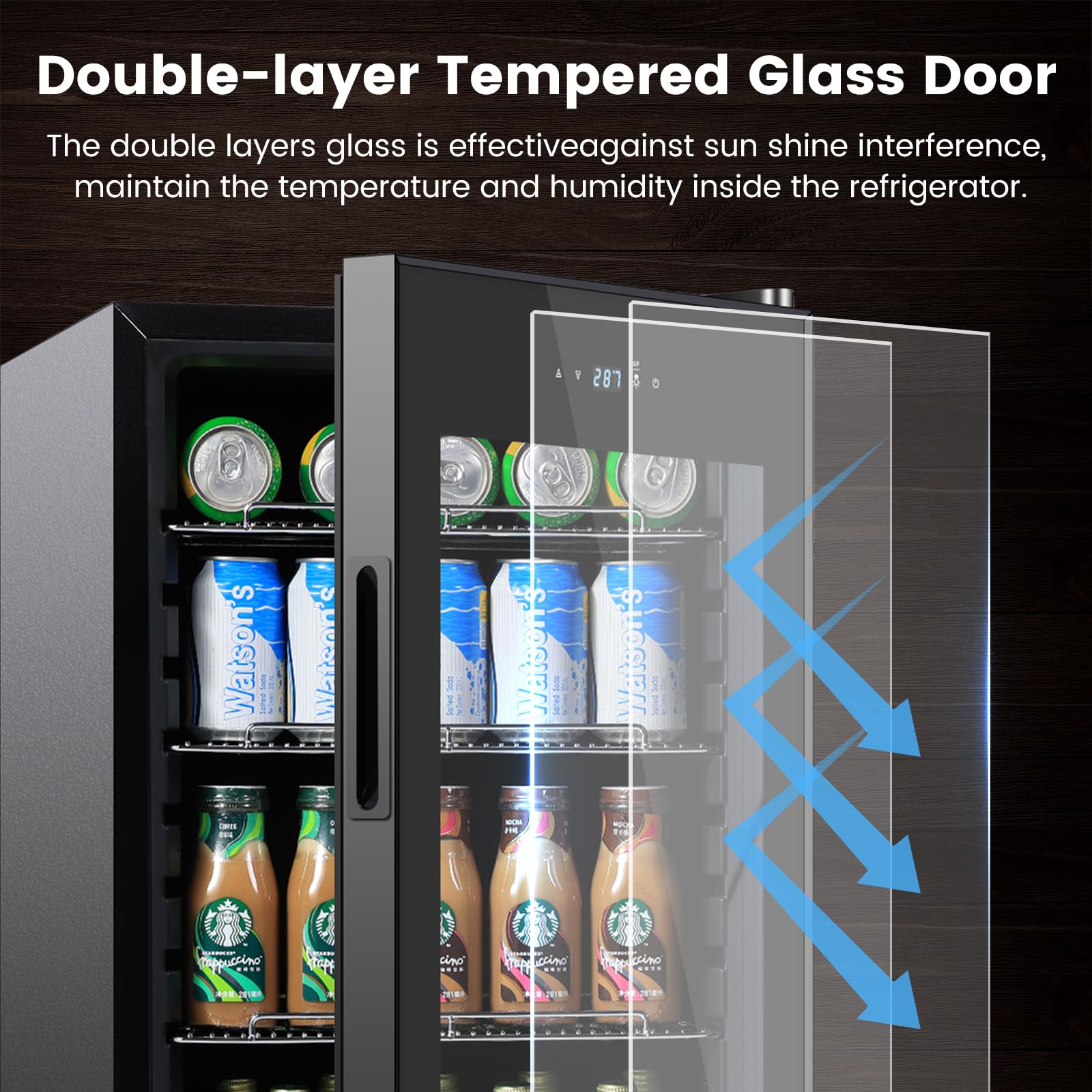 17 Inch Black Beverage Refrigerator Cooler - 96 Can Capacity Mini Fridge with Glass Door & Lock - Compact Beer, Soda, Wine Cooler for Home, Office, Bar, Bedroom - Perfect for Parties, Entertaining & Daily Drink Storage