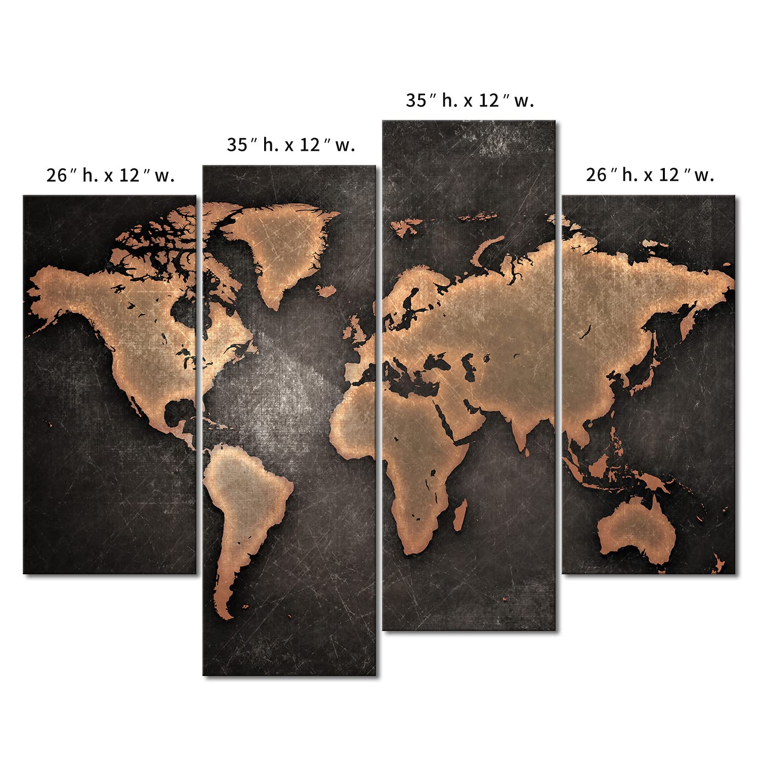 World Map Canvas Wall Art - Black Background Modern Home Decor | Perfect for Living Room, Office & Bedroom Decoration
