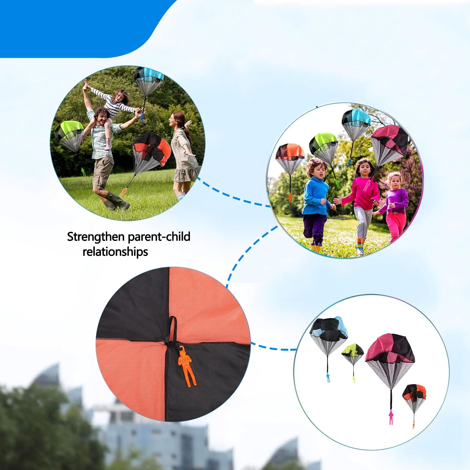 LUOBO 4 Pack Parachute Toy Set - Tangle-Free Hand Throw Parachute Soldiers for Kids | Outdoor Flying Toys for Backyard Play & Birthday Parties | No Assembly or Batteries Needed