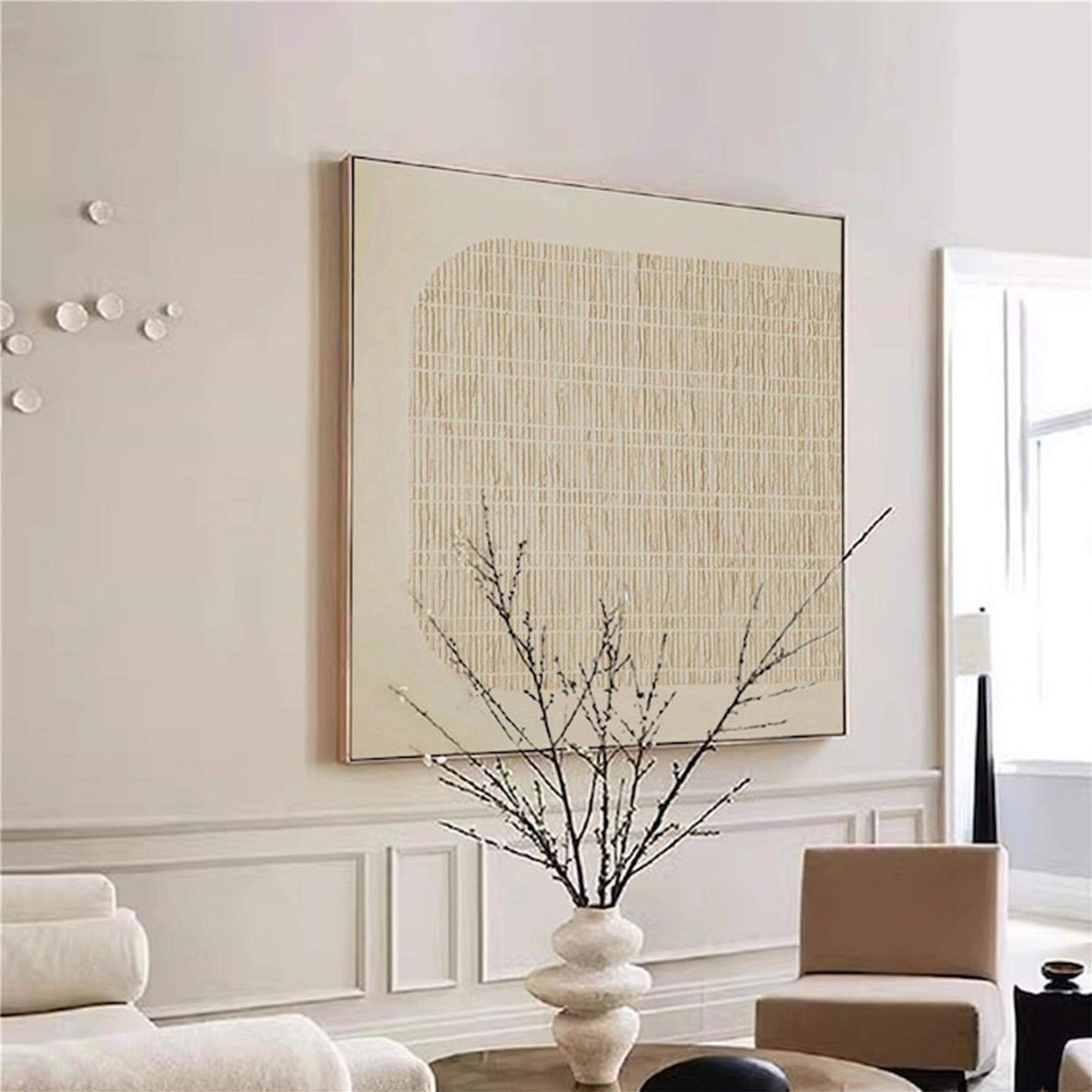 Abstract Wall Art Canvas Print - Beige & Brown Modern Home Decor #BB084 - Perfect for Living Room, Bedroom & Office Decor