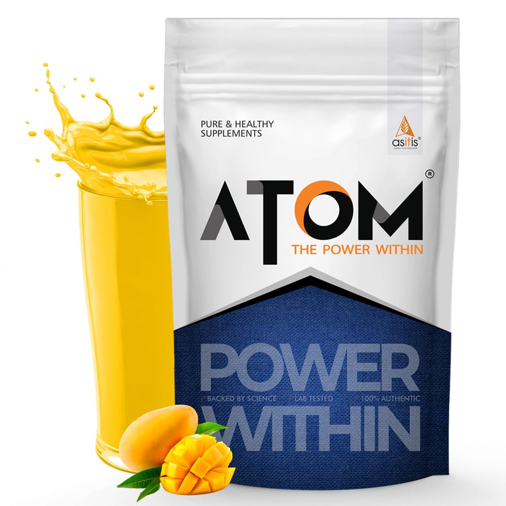 AS-IT-IS Nutrition ATOM Pea Protein Powder - 29g Plant-Based Protein for Muscle Growth & Recovery | Easy to Digest Vegan Protein Supplement | 1Kg (Mango Fusion) | Perfect for Post-Workout Shakes & Smoothies