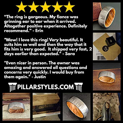 Handmade Hawaiian Koa Wood & Deer Antler Inlay Tungsten Wedding Band for Men - 8mm Polished Silver Comfort Fit Ring - Unique Rustic Hunting Jewelry Gift for Husband, Boyfriend, Groomsmen - Perfect for Outdoor Weddings, Anniversary Gifts & Nature Lovers