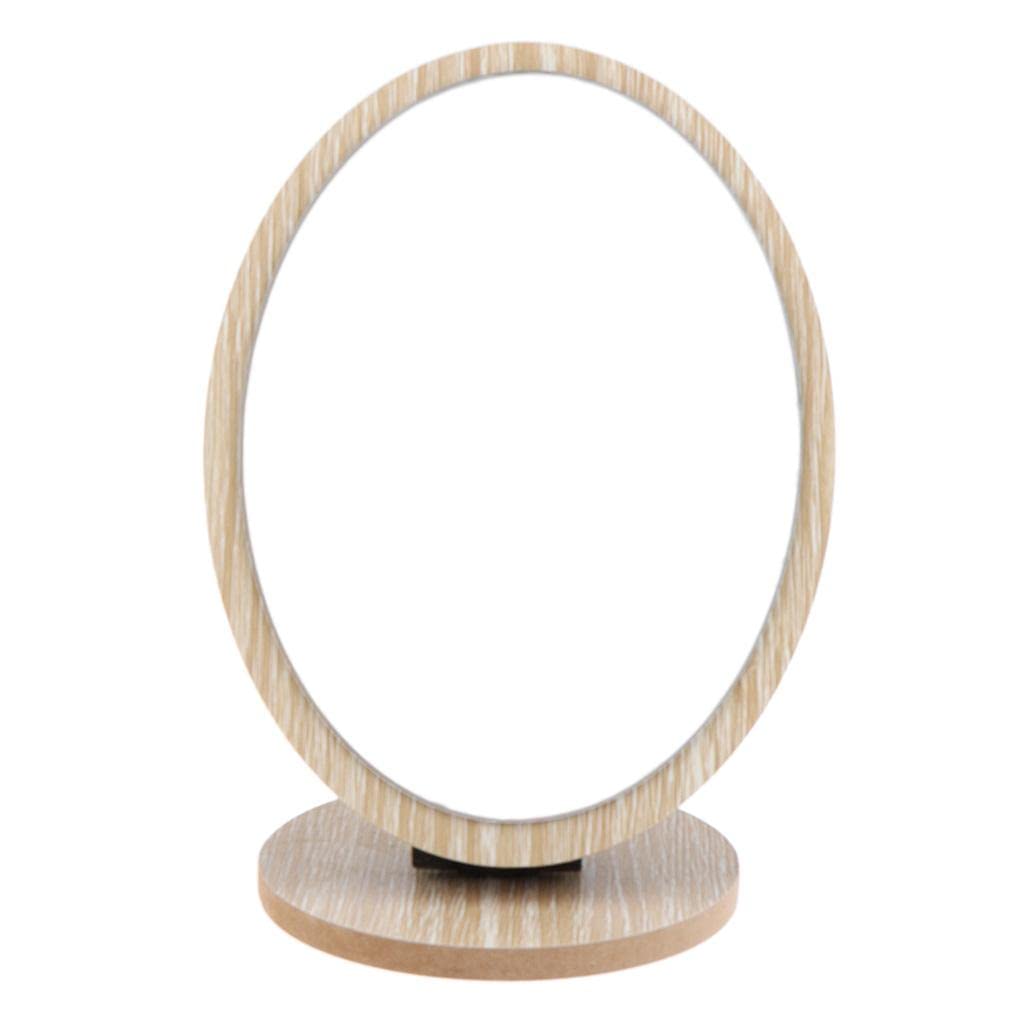 Losa Round Wooden Standing Mirror with Frame & Stand - Perfect for Vanity, Dressing Table, and Makeup Station - Elegant Home & Salon Decor