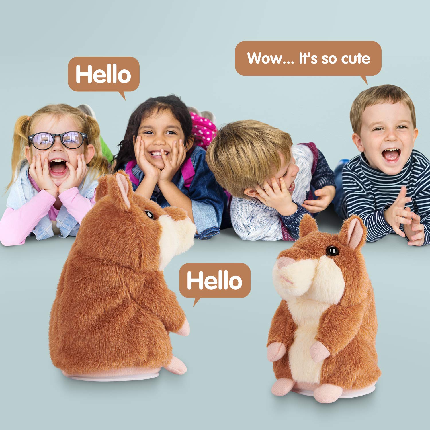 Interactive Talking Hamster Repeats What You Say - Cute Plush Repeating Toy for Kids Ages 2-8 | Fun Educational Learning Toy for Toddlers & Preschoolers | Perfect Birthday Gift for Boys & Girls (Brown) - Great for Playtime, Learning & Bedtime Cuddles