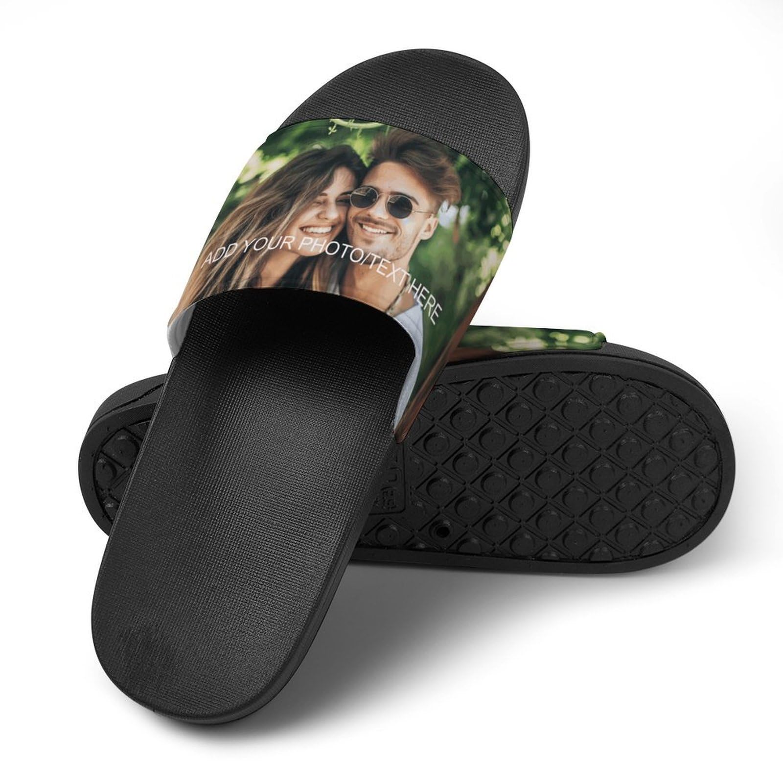 Personalized Custom Slides Slippers with Name & Photo - Comfy Warm House Shoes for Women & Men - Indoor/Outdoor Wear - Perfect Gift for Birthday, Anniversary & Holidays