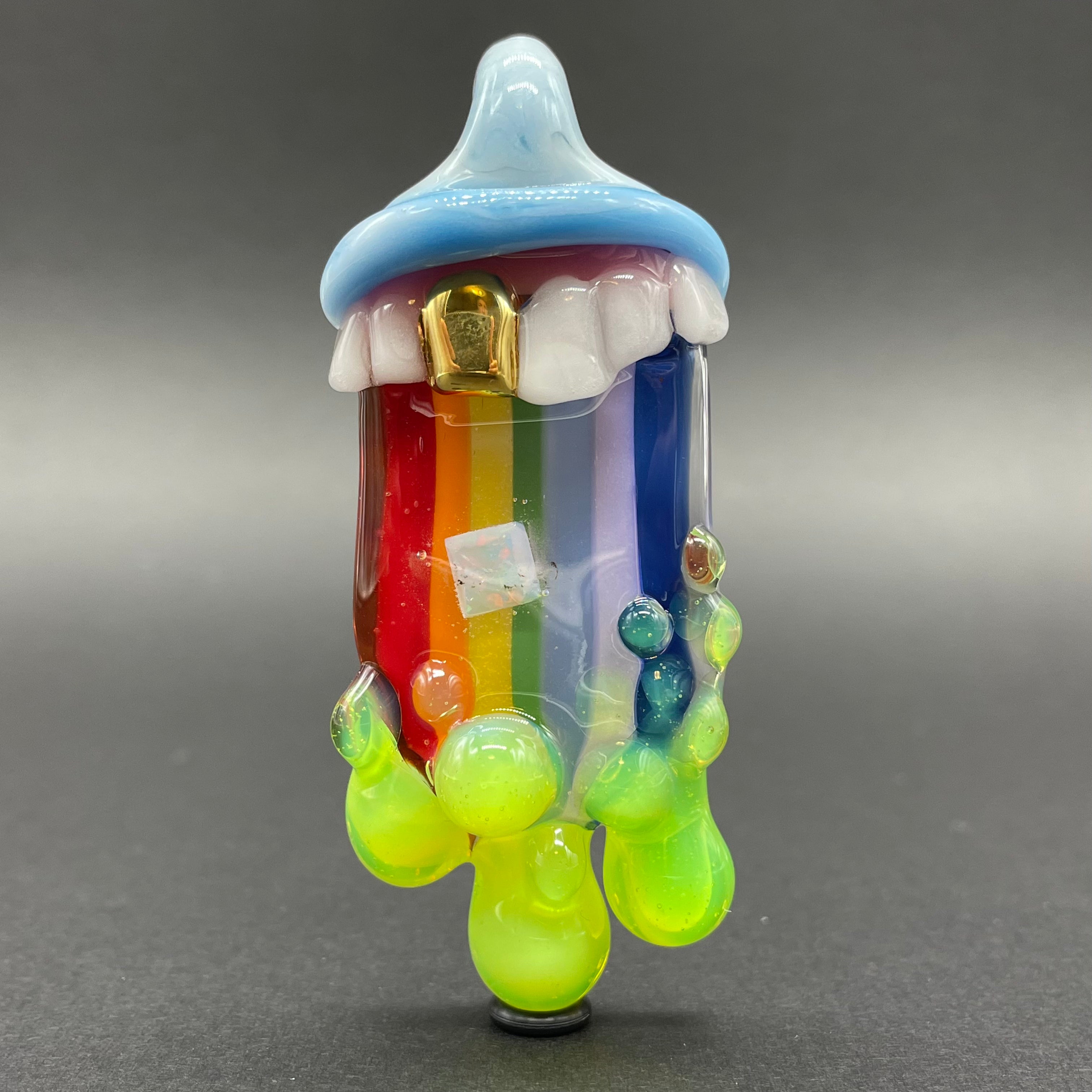 Rainbow Opal Glass Tongue Pendant - Stunning Bohemian Jewelry for Women, Perfect for Festivals, Parties & Unique Gift Giving