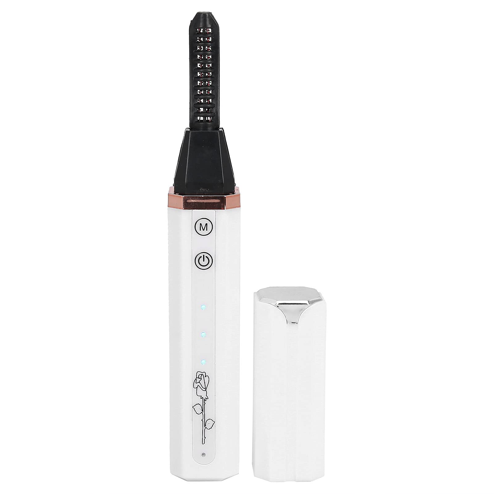 Electric Heated Eyelash Curler - USB Rechargeable, Fast Heating & Long-Lasting Curl - Perfect for Home Use, Travel & Professional Makeup (White)