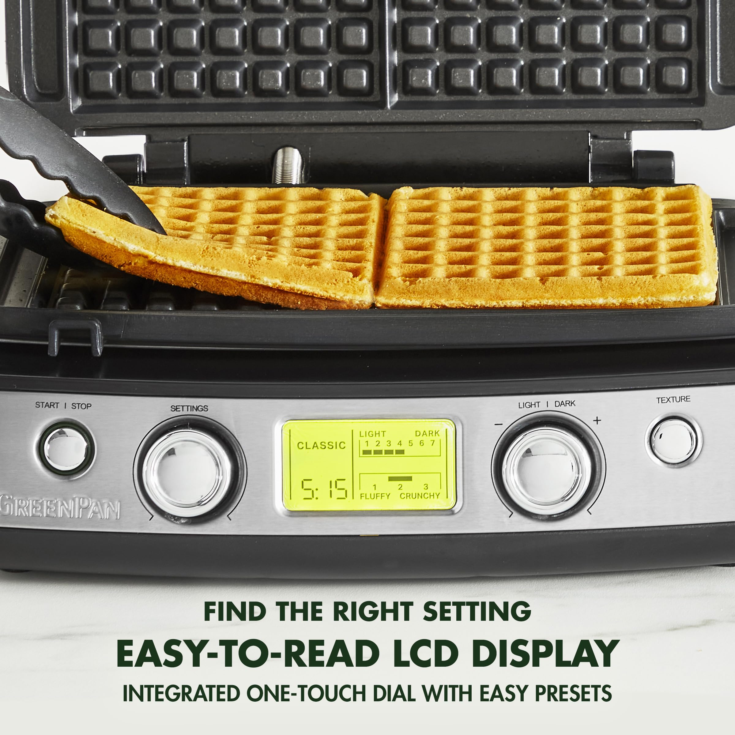 **GreenPan Elite 2-Square Belgian & Classic Waffle Maker – Healthy Ceramic Nonstick, Dishwasher Safe, Adjustable Browning Control – Perfect for Breakfast, Brunch & Family Gatherings – Black**