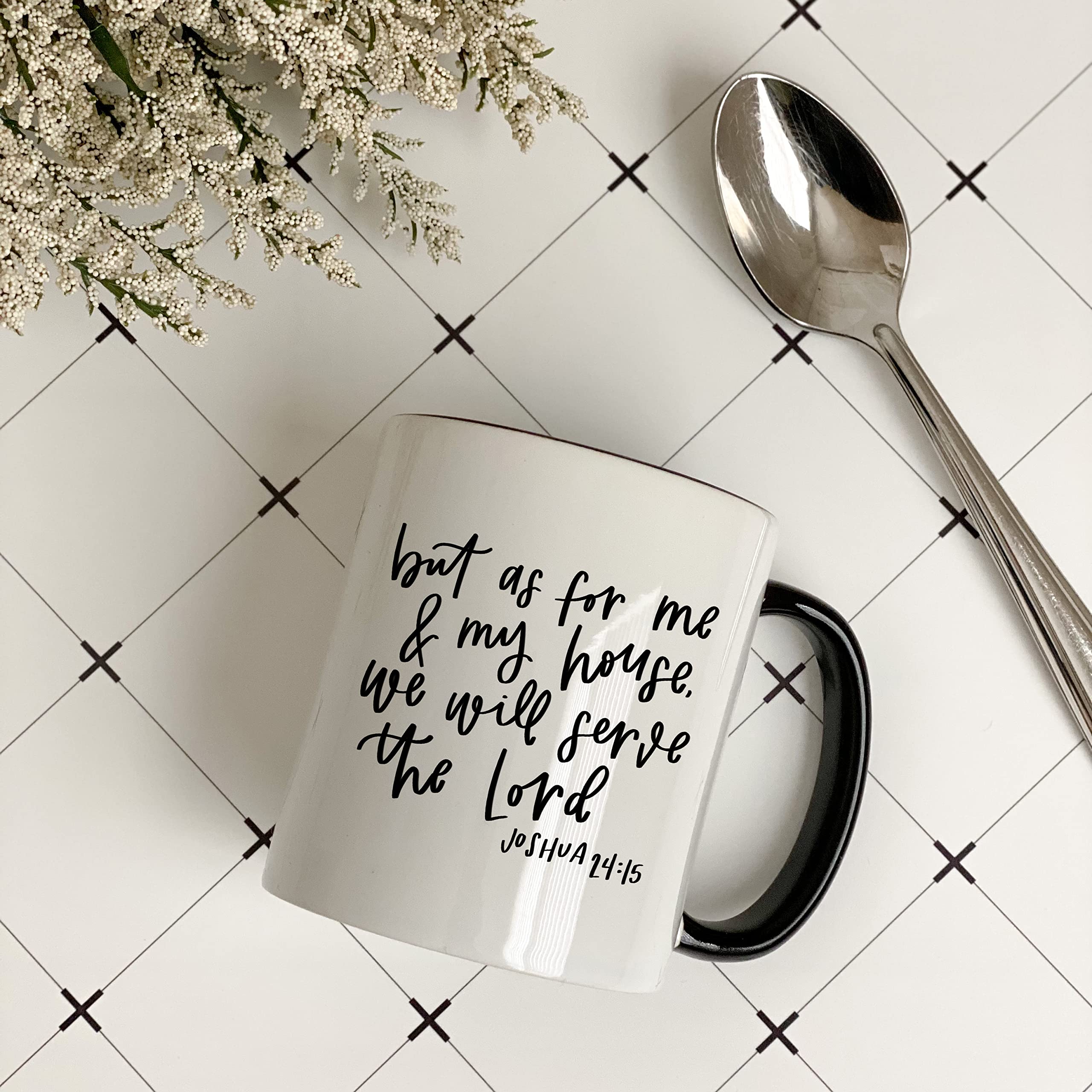 Christian Coffee Mug with Bible Verse - Joshua 24:15 (11oz, White) for Faithful Morning Brews