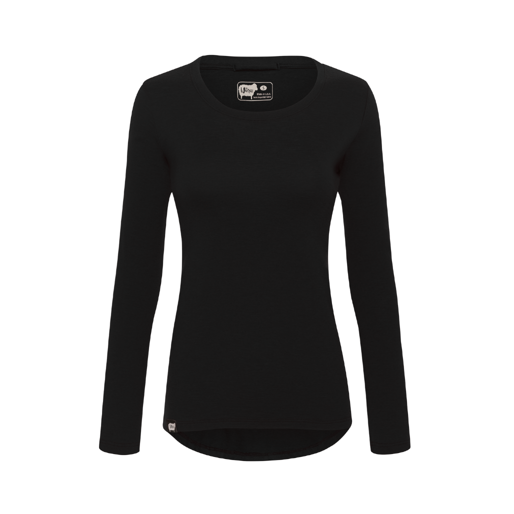 100% Merino Wool Long Sleeve Shirt for Women - Soft & Warm Winter Base Layer - Perfect for Hiking, Travel & Cold Weather Activities