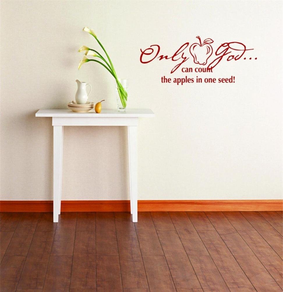 Bible Quote Vinyl Wall Decal - 'Only God Can Count The Apples In One Seed' 12x20 Inch - Perfect for Home & Office Decor