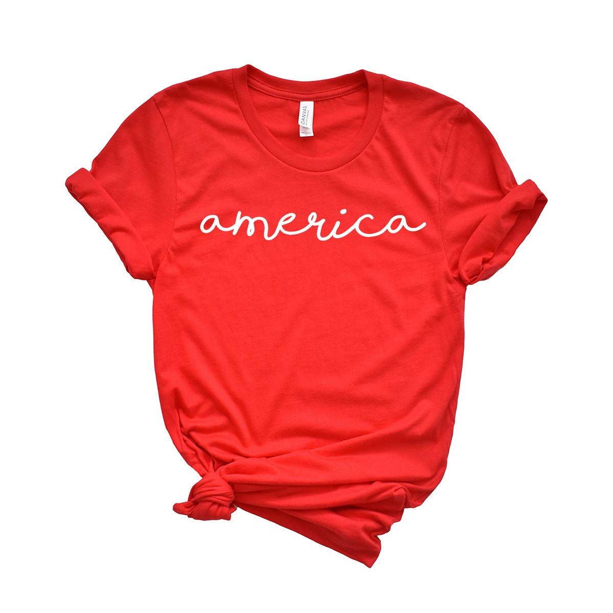 Simply Sage Market America - Patriotic Short Sleeve Graphic Tee with Cursive Design | Comfortable Casual Wear for 4th of July, Memorial Day & Summer Outfits