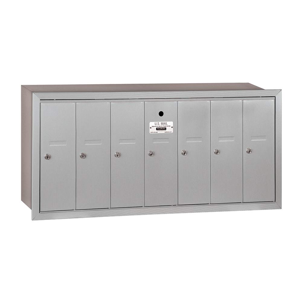 Salsbury Industries 3507ARU Recessed Mounted Vertical Mailbox with 7 Doors - USPS Approved Aluminum Mailbox for Apartment Buildings & Multi-Unit Complexes