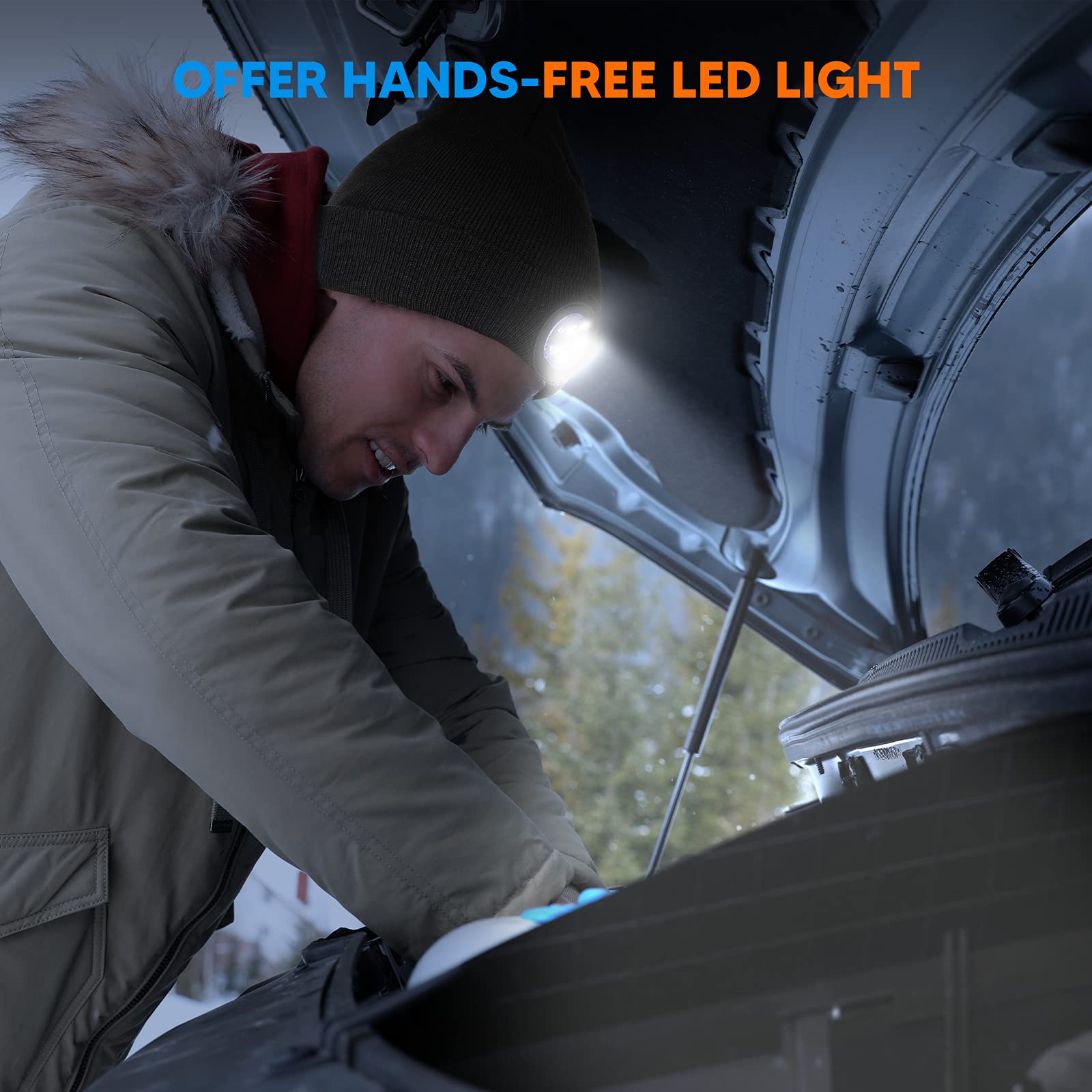 LED Beanie Hat with Light - Perfect Gift for Men, Dad & Husband - Christmas Stocking Stuffers - Ideal for Camping, Night Running & Outdoor Activities