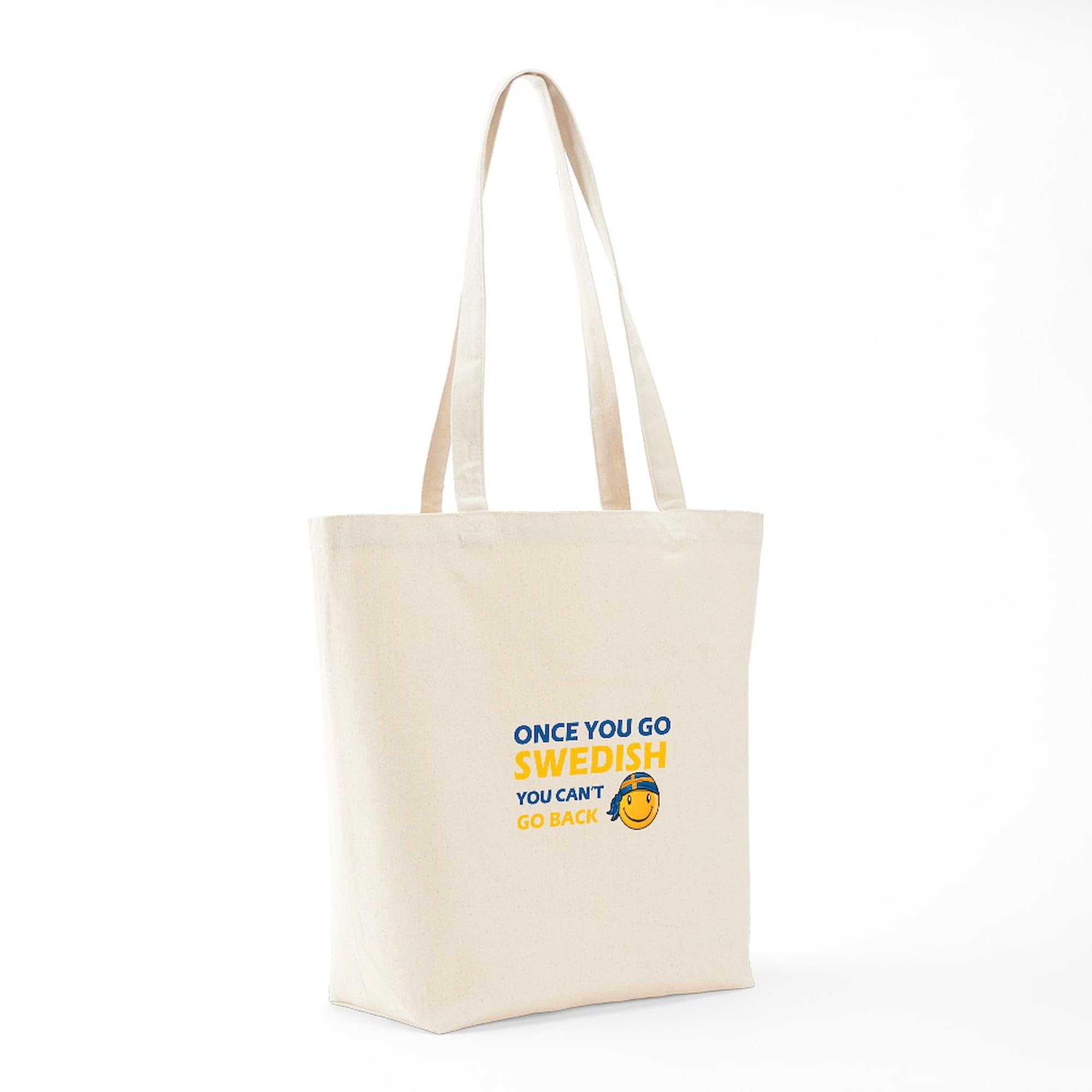 Funny Swedish Flag Designs Tote Bag - Natural Canvas Reusable Shopping Bag for Groceries, Beach & Everyday Use | Eco-Friendly & Durable
