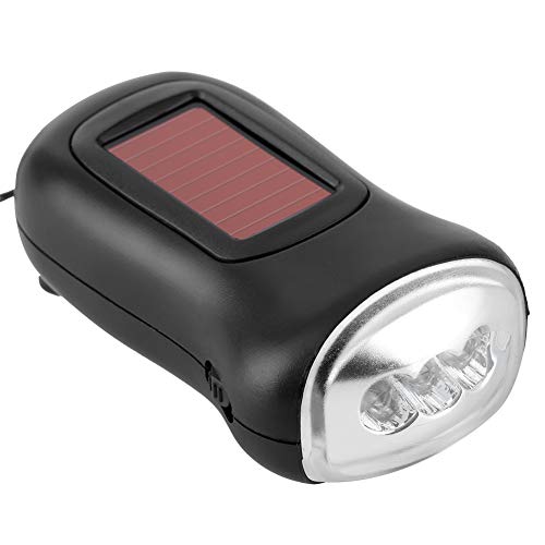 Hand Crank Solar Powered Flashlight - Emergency Rechargeable LED Flashlight with Dynamo for Outdoor Camping, Hiking, Survival & Power Outages
