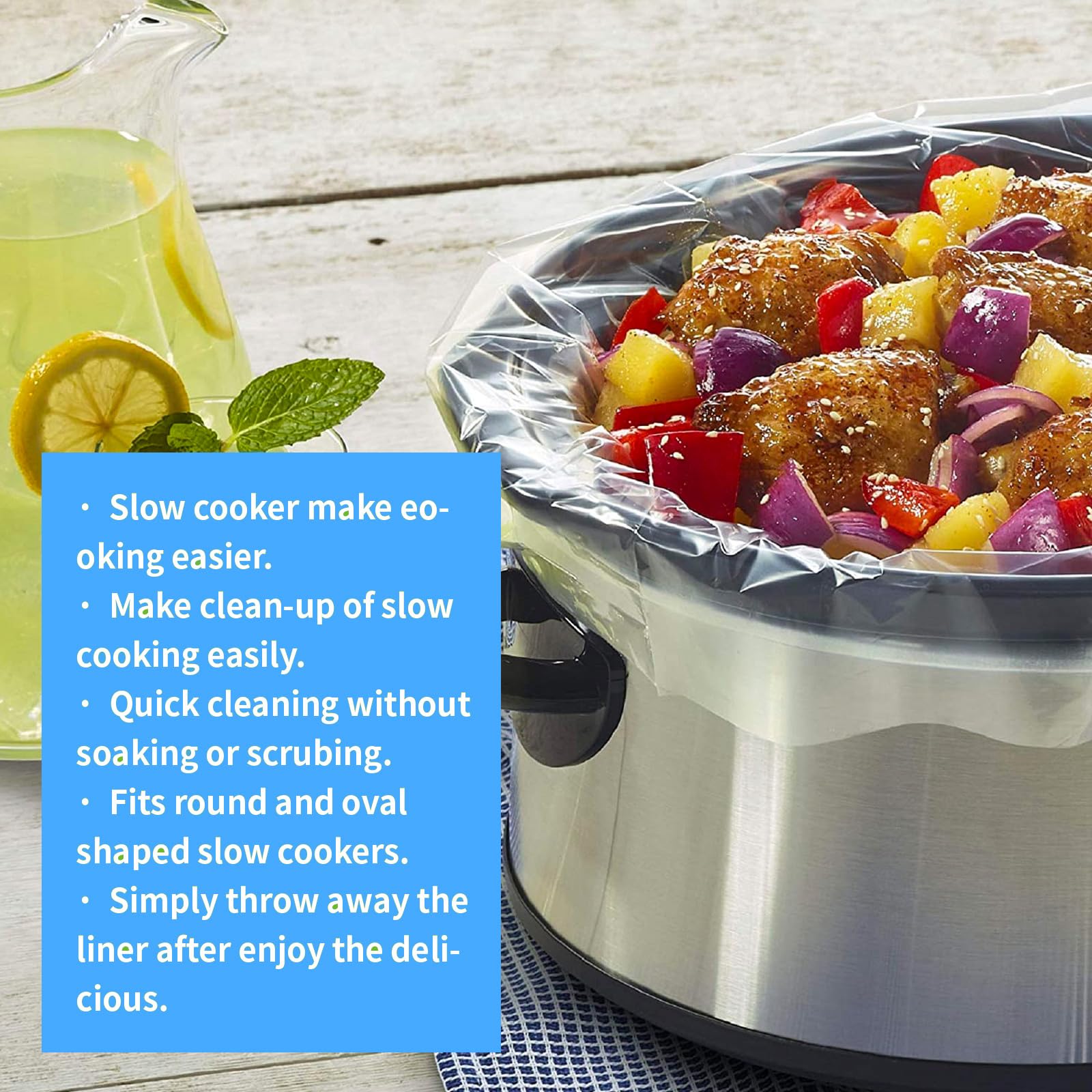 Disposable Slow Cooker Liners for 1QT to 3QT Pots - Small Size Cooking Bags Fit Round & Oval Slow Cookers (16 Pack) | Ideal for Meal Prep, Leftovers & Easy Cleanup
