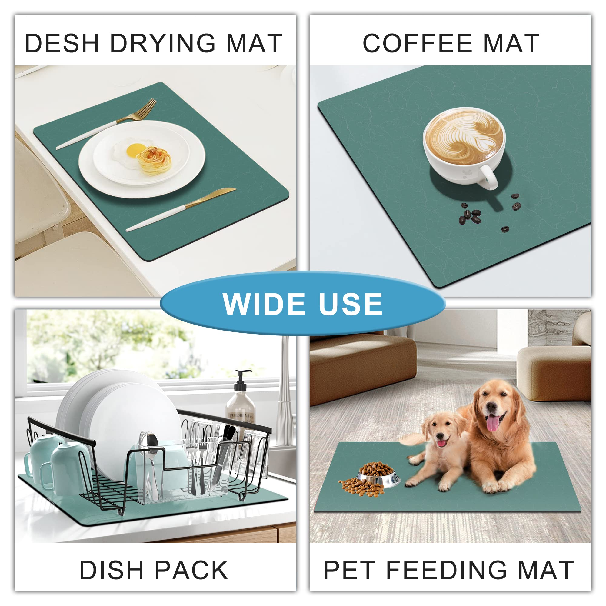 Premium Coffee Maker Mat for Countertops - Absorbent, Washable & Reversible Microfiber Dish Drying Mat - Coffee Bar Decor & Small Appliance Protector - Ideal for Kitchen Accessories, Espresso Machines & Coffee Stations