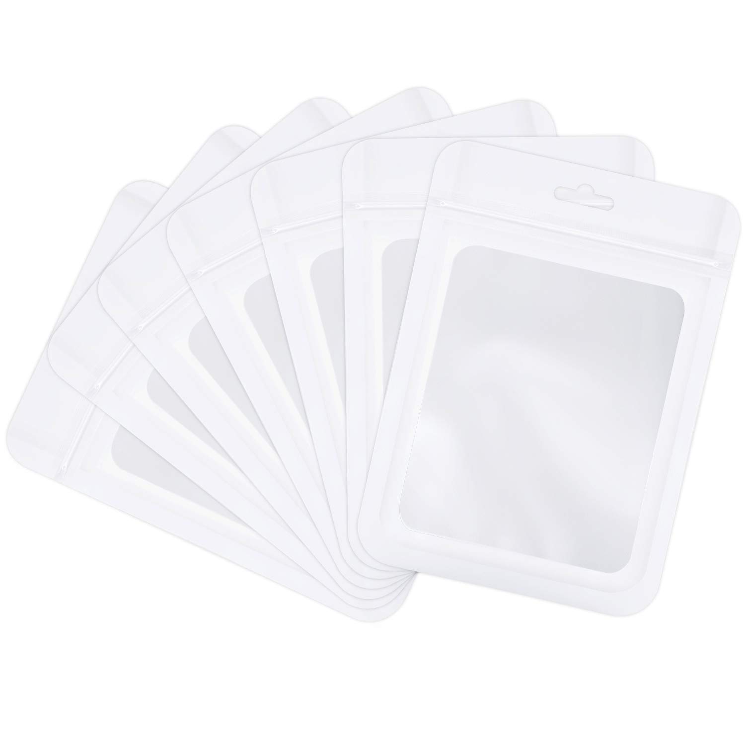 100-Pack Smell Proof Mylar Bags with Resealable Zipper & Clear Window - Airtight Food Storage Bags for Dry Goods, Coffee, Tea, Spices - Perfect for Small Business, Jewelry, Lip Gloss & Eyelash Packaging (4.7