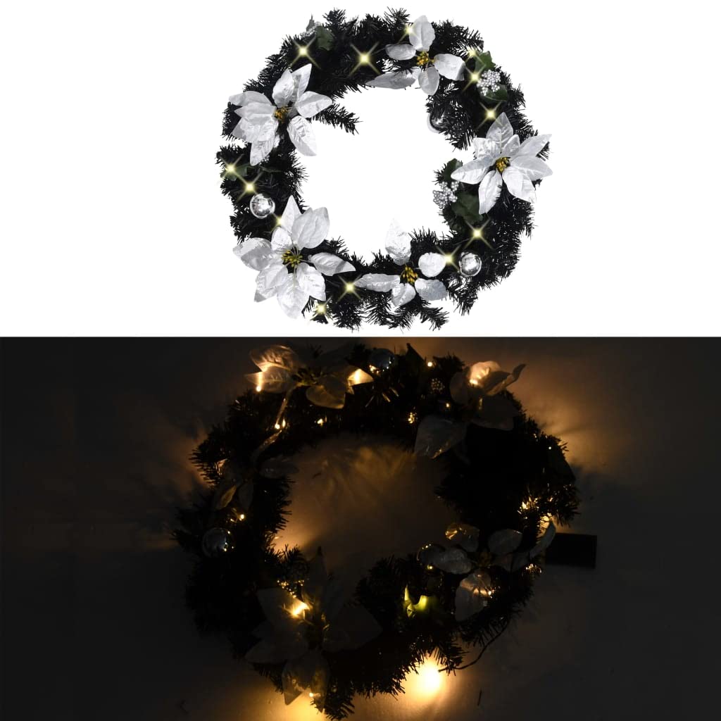 SKM Christmas Wreath with LED Lights Black 23.6