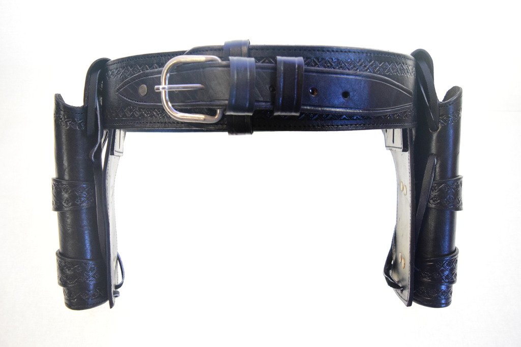 Leathertown USA Western Cowboy Gun Holster & Belt Rig - Double Crossdraw Holster for .44/.45 Cal - Standard Short Barrel - Perfect for Cowboy Action Shooting, Reenactments & Western Style Outfits