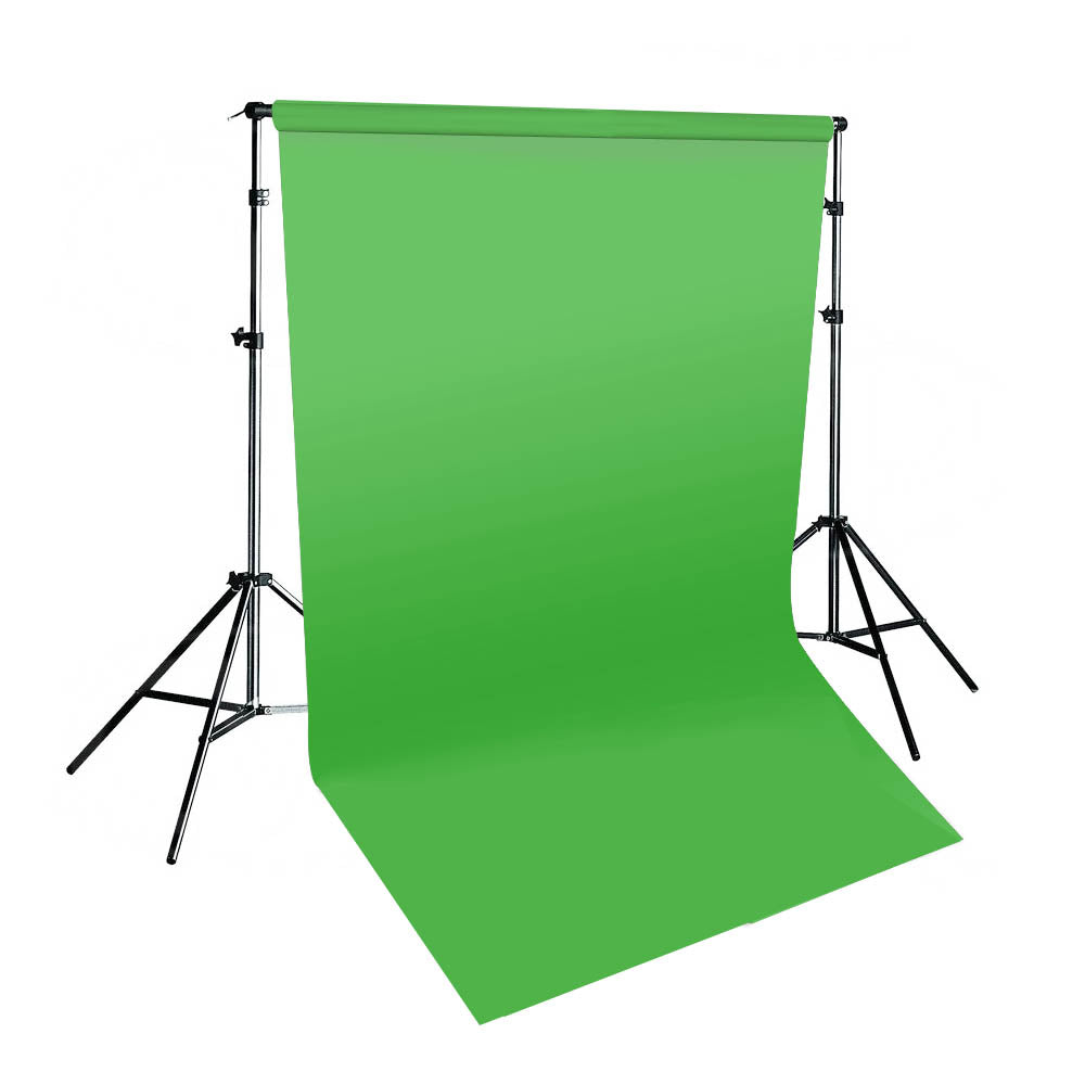 2x4m Single Sided Green Vinyl Photography Backdrop with Adjustable Telescopic Stand - Perfect for Portrait, Product, and YouTube Video Shooting