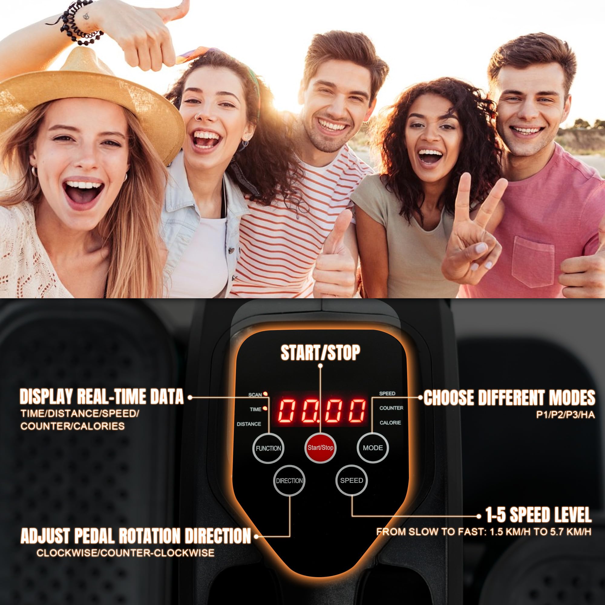 Under Desk Elliptical Machine - Electric Foot Pedal Exerciser with Remote Control | Compact & Portable Seated Elliptical Trainer for Home & Office | Perfect for Work from Home, Watching TV or Rehab Therapy