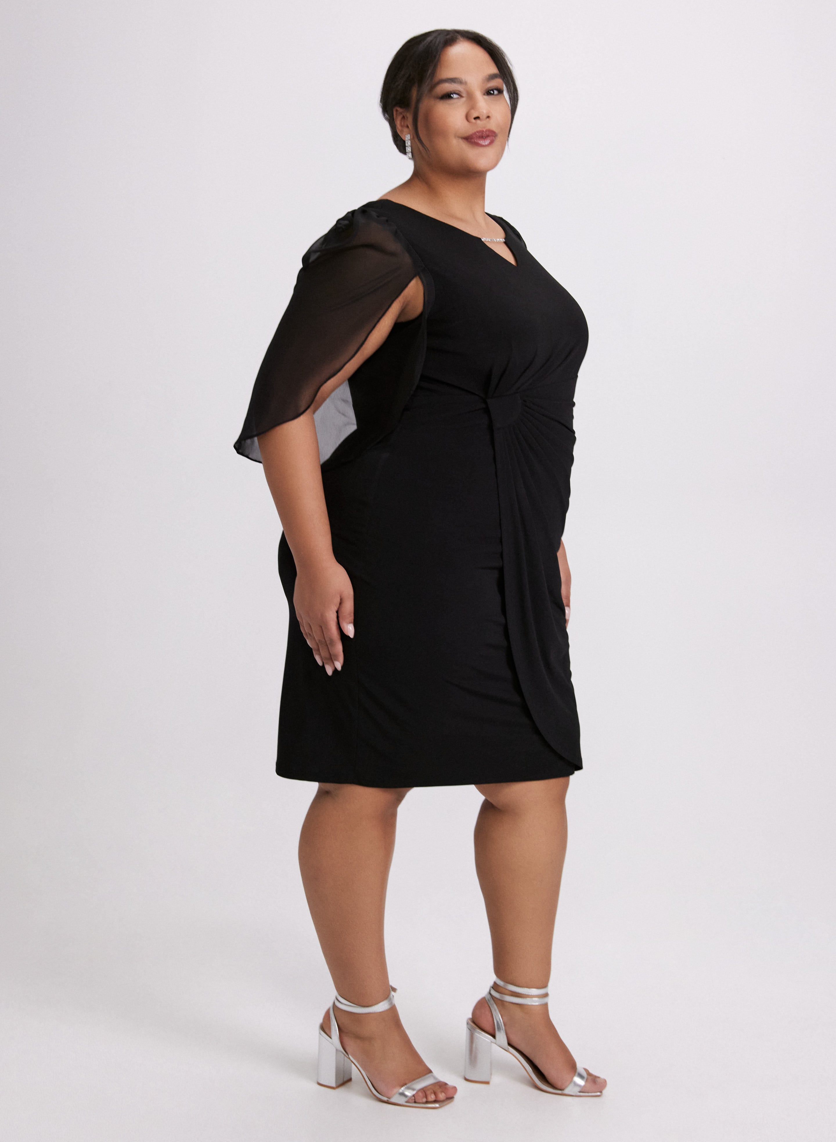 Elegant Chiffon Sleeve Dress for Women - Flowy Summer Party Dress with Ruffled Sleeves - Perfect for Weddings, Cocktail Parties & Date Nights