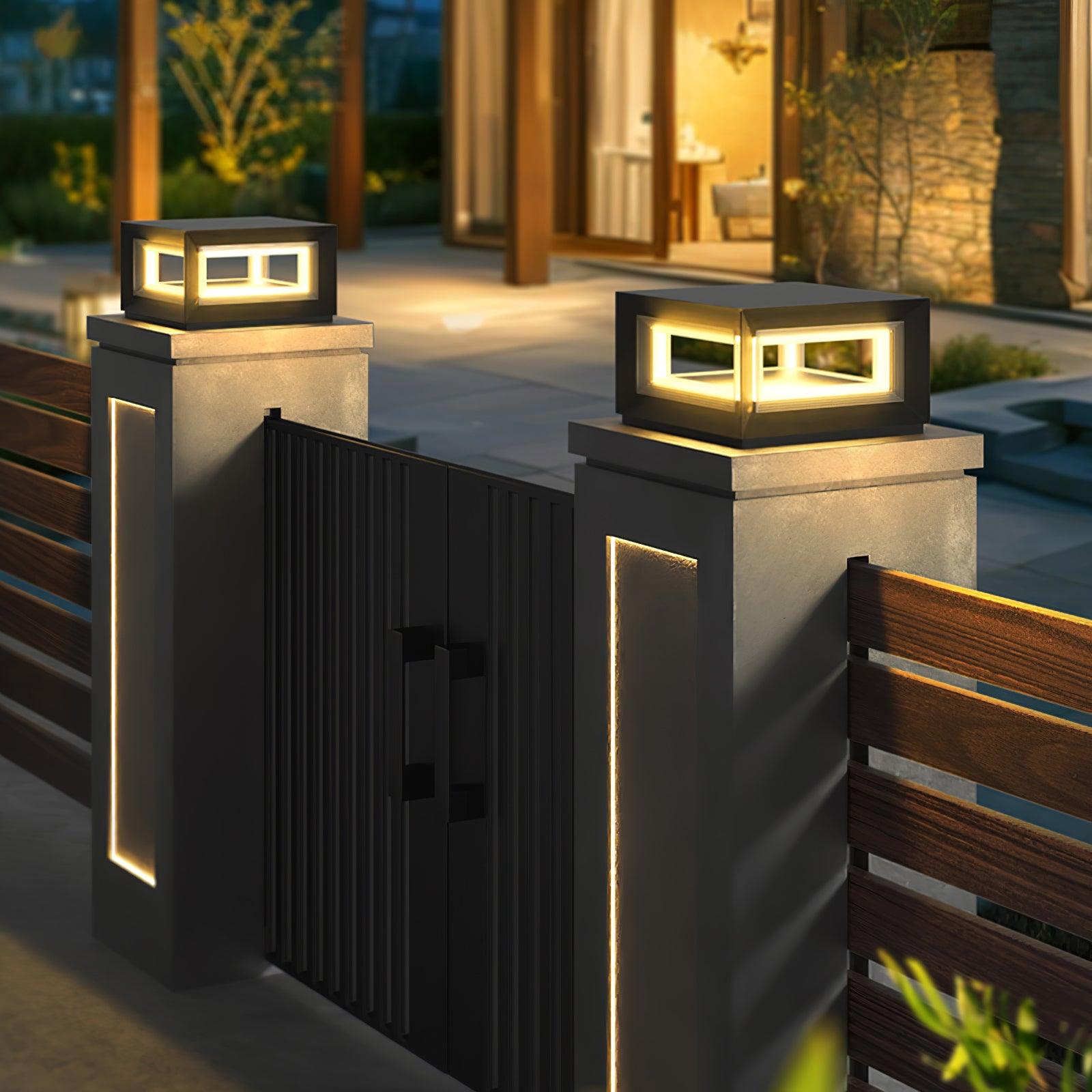 Solar Powered LED Light Cube Outdoor Post Light - Waterproof & Durable for Garden, Pathway, and Patio Lighting