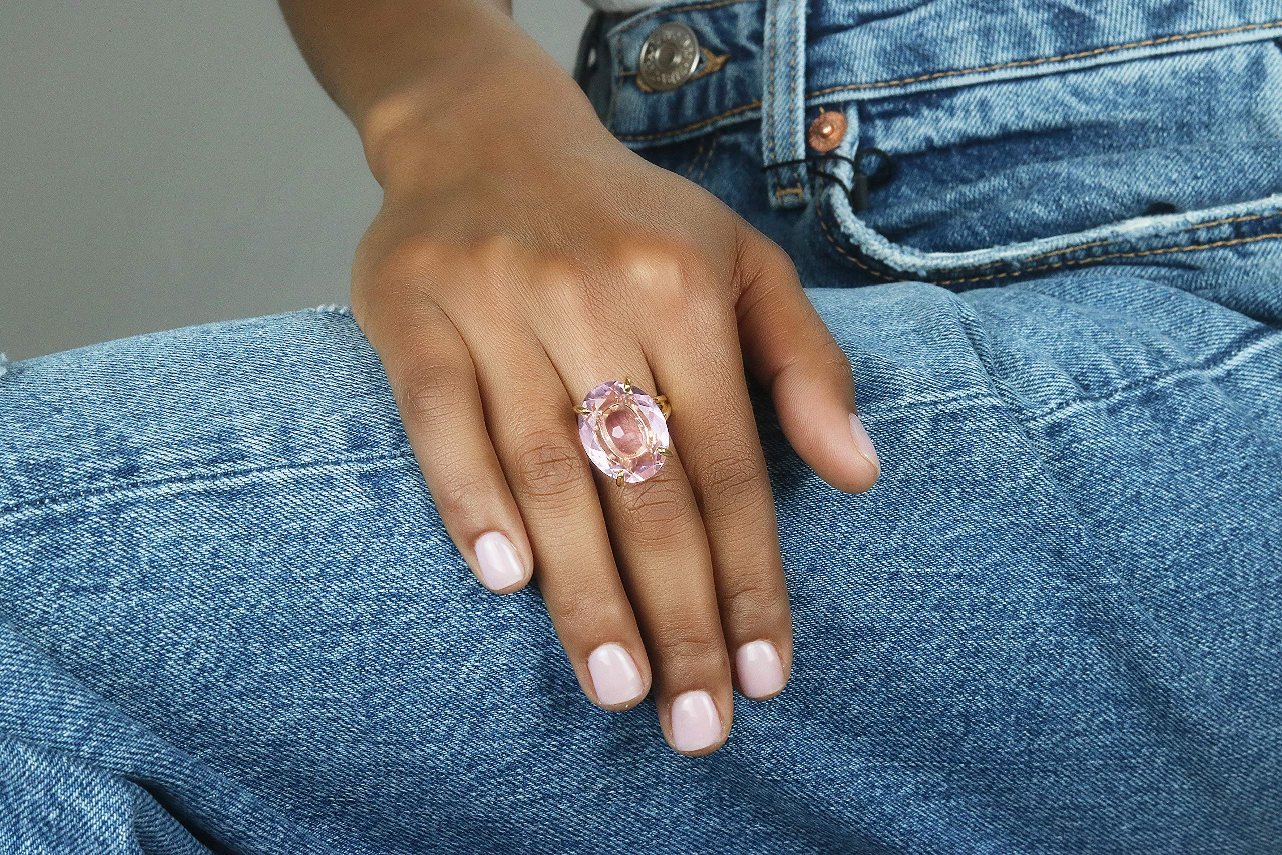 16x20mm Rose Quartz Gemstone Ring for Women - 14k Rose Gold Oval Ring - Handmade Elegant Jewelry for Occasions, Gifts & Everyday Wear | Perfect for Valentine's Day, Anniversary & Date Night