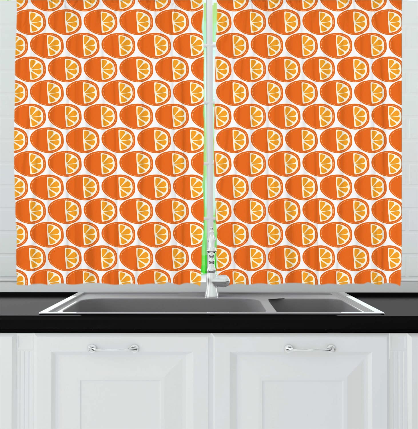 Ambesonne Orange Fruit Kitchen Curtains - 2 Panels, 55