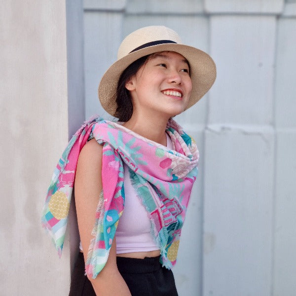 Peranakan Manis Cotton Scarf - Lightweight & Breathable Fashion Accessory for Women | Perfect for Travel, Office & Special Occasions