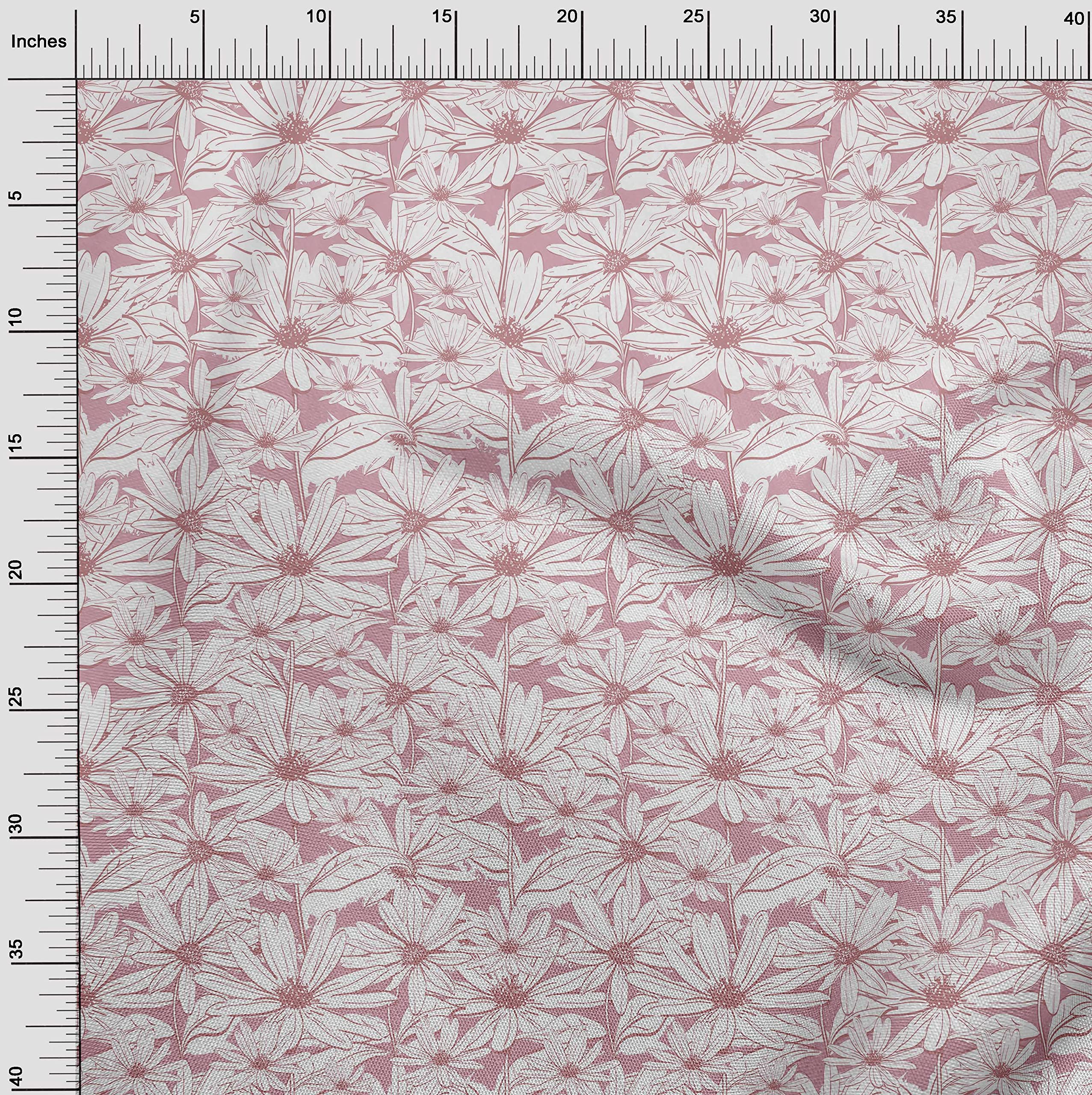 oneOone Cotton Cambric Pink Salmon Floral Print Fabric - 56 Inch Wide for DIY Clothing & Sewing Projects | Perfect for Dresses, Blouses, Quilting & Home Decor