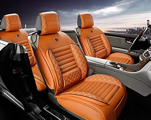 Premium Custom Fit All-Weather Seat Covers for Acura ILX/TLX/MDX/RLX/NSX - 5-Seat Full Set with Lumbar Support | Waterproof, Breathable & Durable Car Seat Protectors | Perfect for Road Trips, Commuting & Outdoor Adventures (Orange)