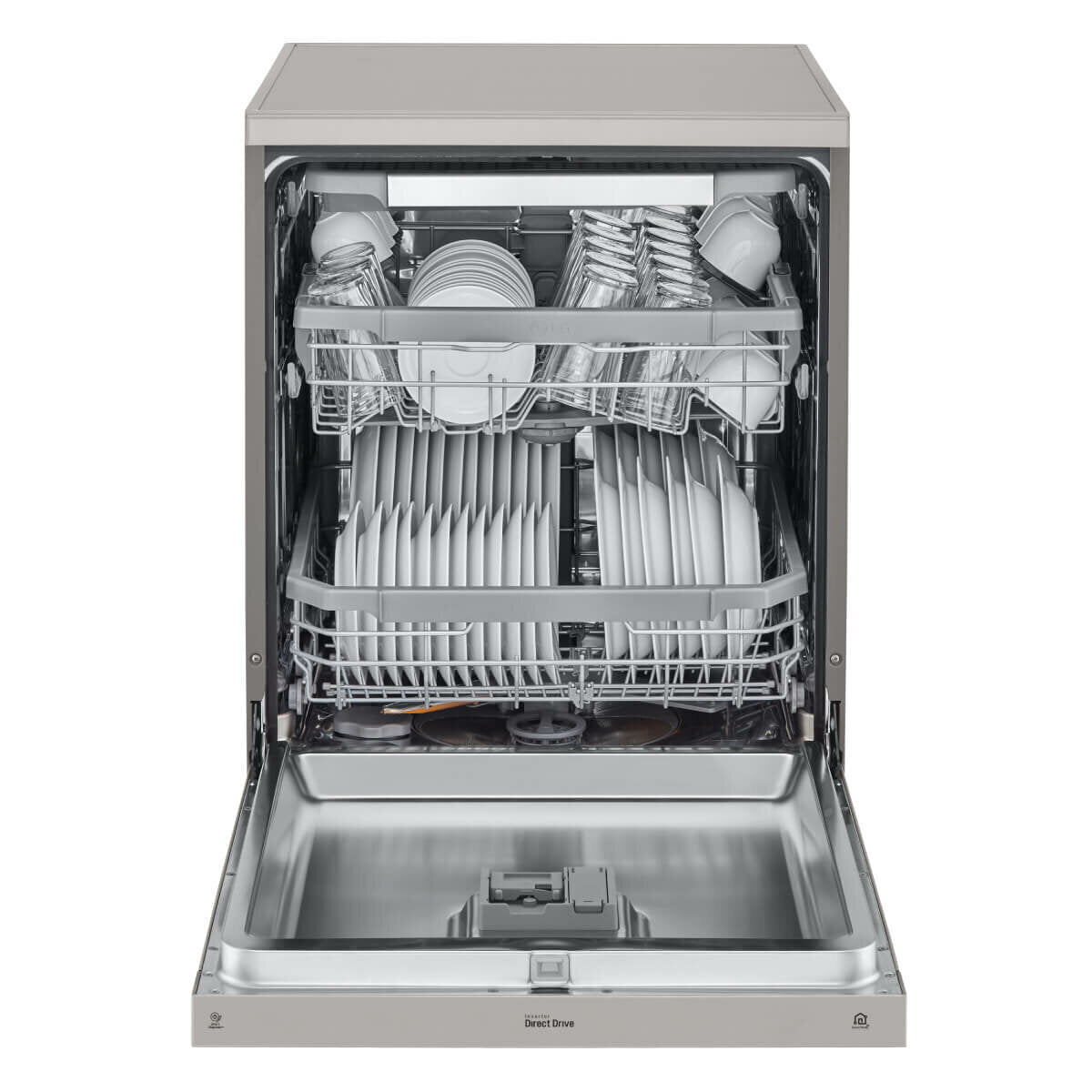 LG XD4B15PS 15 Place Settings QuadWash Dishwasher in Platinum Steel Finish - Energy Efficient & Ultra Quiet for Large Families & Entertaining
