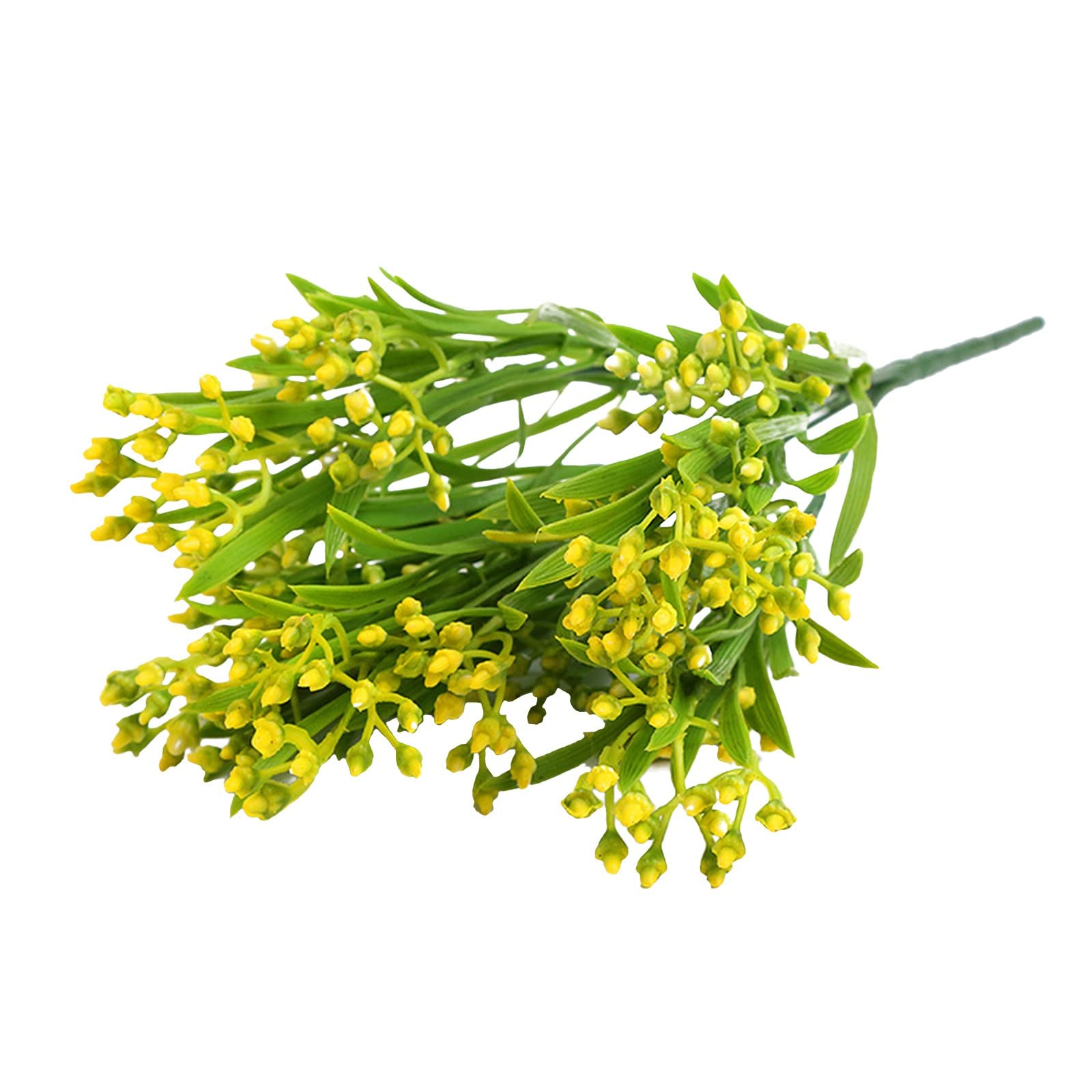 Artificial Flowers Outdoor Faux Bouquet - Small Plastic Fake Flowers & Grass, Realistic Green Plants & Baby's Breath for Home Decor, Wedding Centerpieces, Garden & Patio Decoration (Size B, One Size)