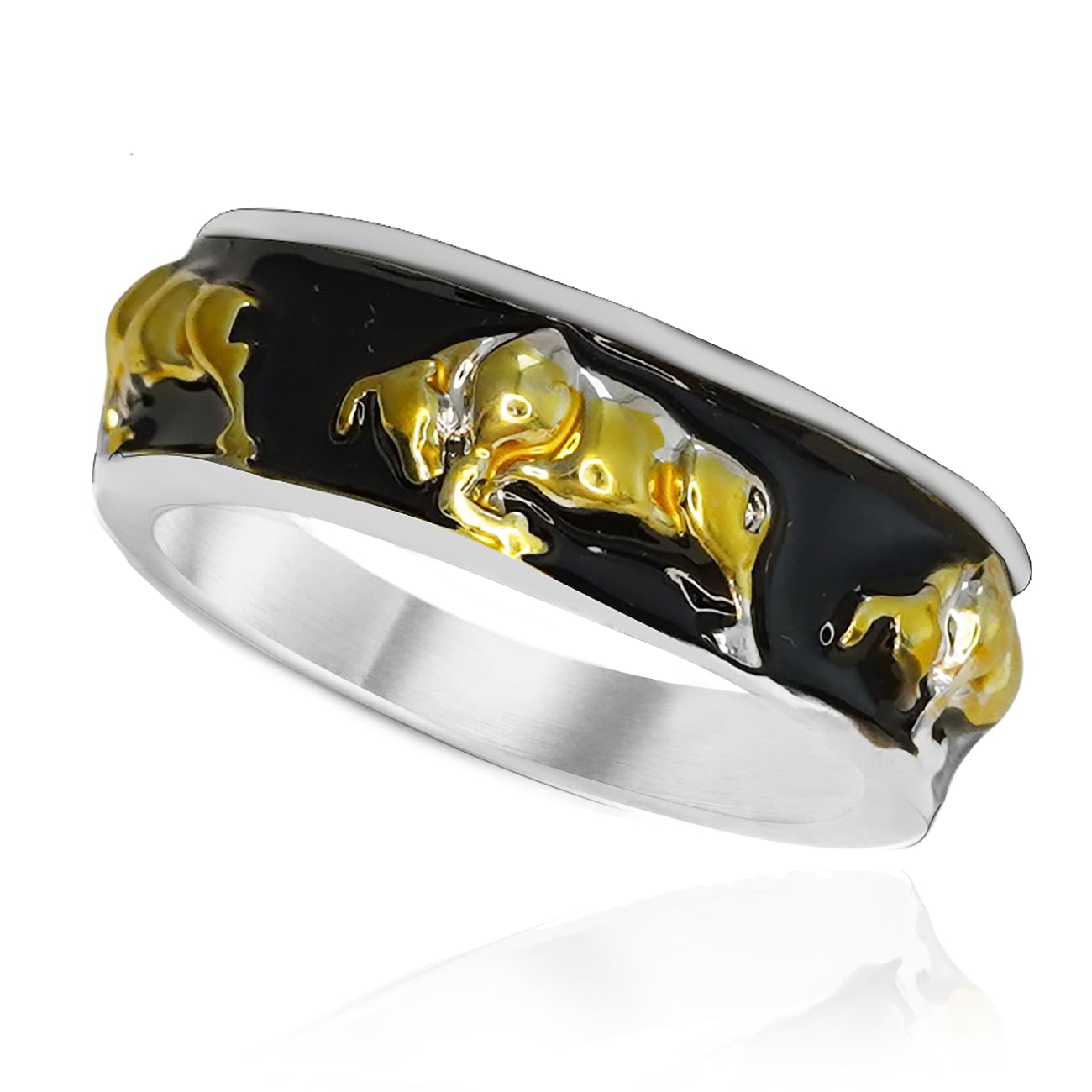 Taurus Bull Ring for Men - Norse Viking Bull Head Ring in Gold, Bull Totem & Tribal Biker Ring - Taurus Constellation Amulet Jewelry - Punk Animal Ring for Men - Perfect for Viking Lovers, Biker Fashion & Zodiac Gift Giving