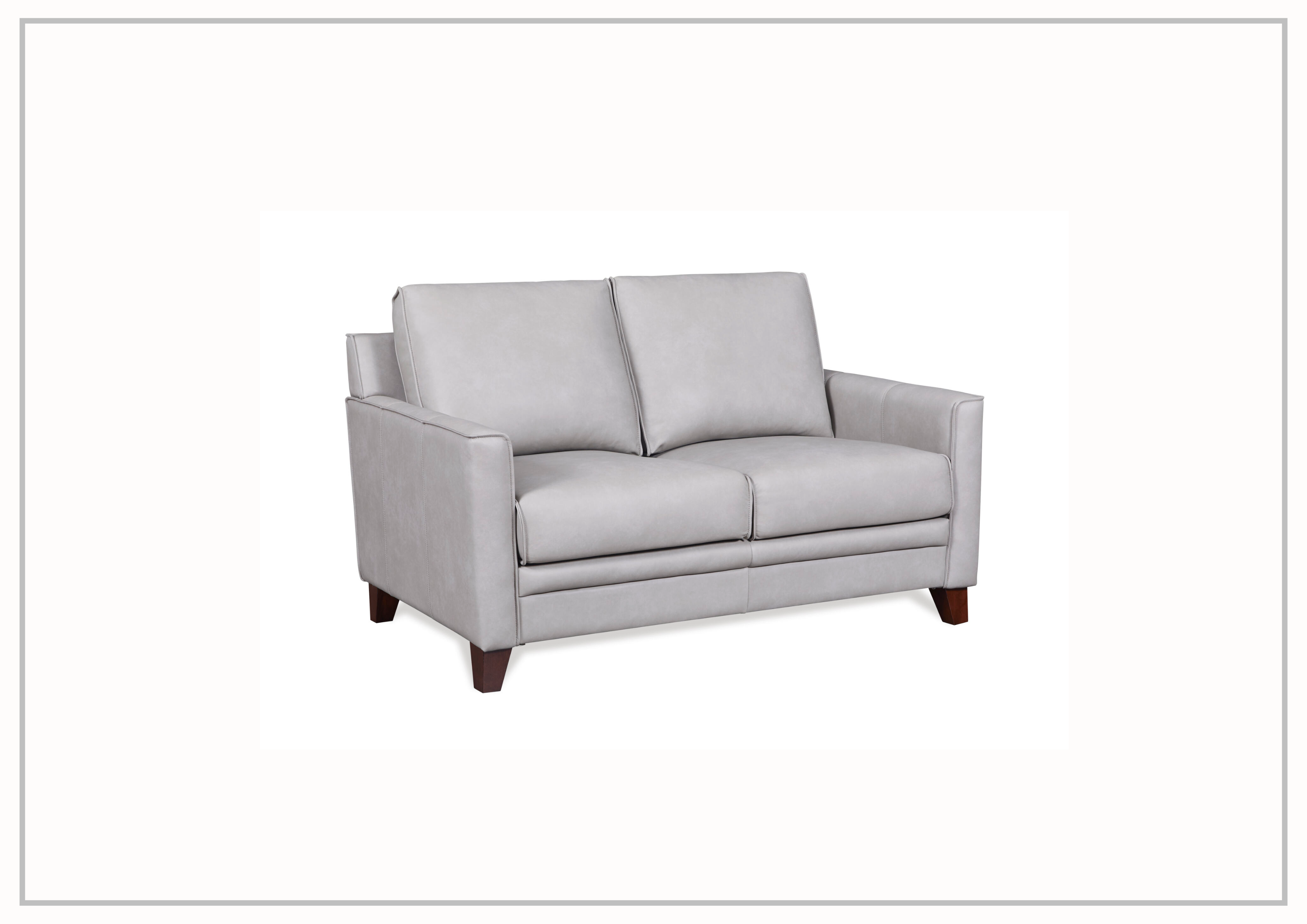 Gio Italia Home Samson Genuine Leather Loveseat Sofa in Gray – Luxurious Small Couch for Living Room, Apartment, or Office