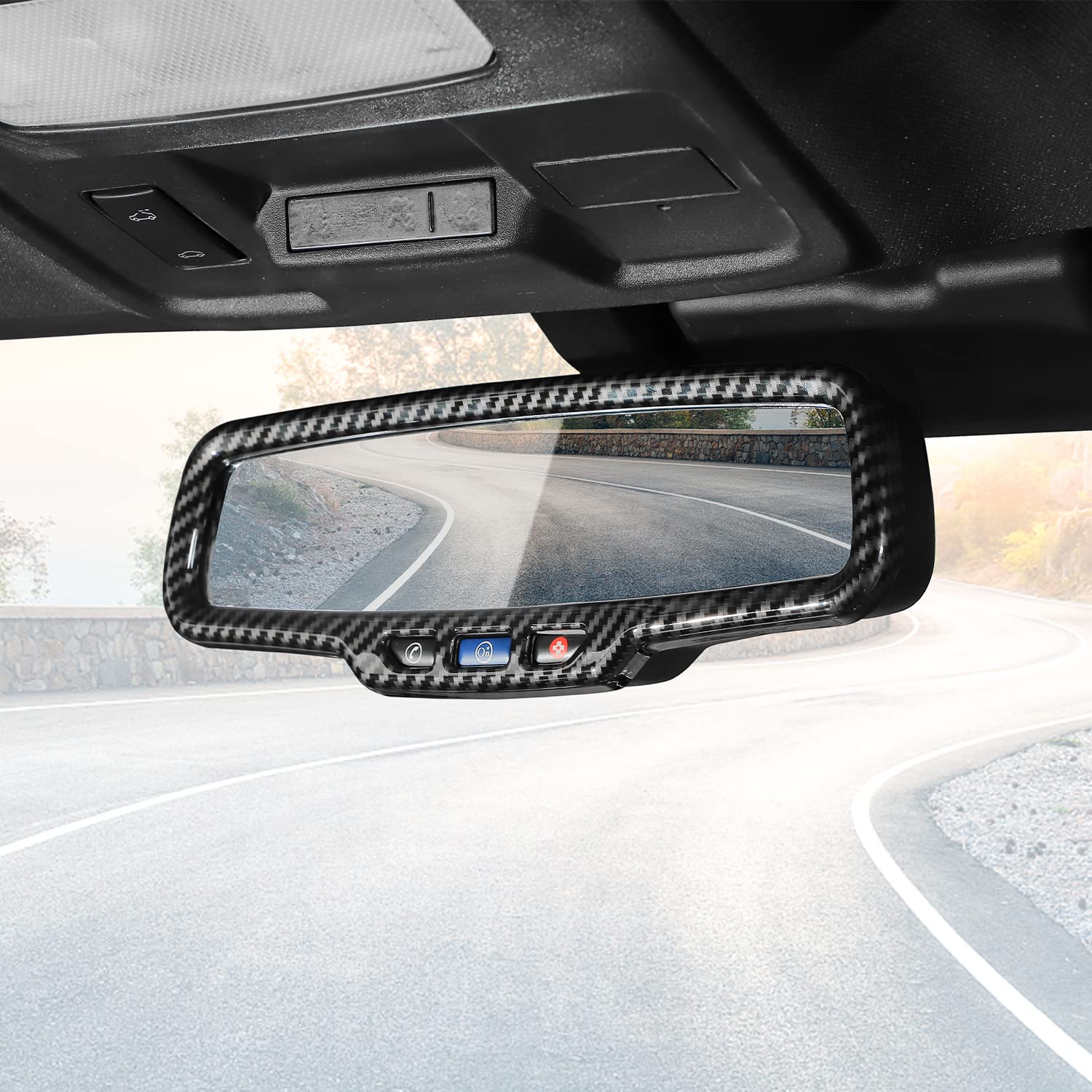 Carbon Fiber Interior Trim Cover Compatible with 2011-2015 Chevrolet Camaro - Rear View Mirror Accessory for Enhanced Style & Protection - Perfect for Car Enthusiasts & Custom Upgrades