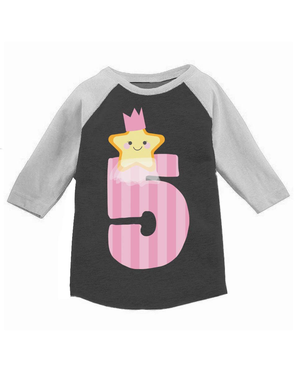 Awkward Styles 5th Birthday Girl T-Shirt - Cute Little Star Toddler Raglan Tee for Birthday Party & Photo Shoots