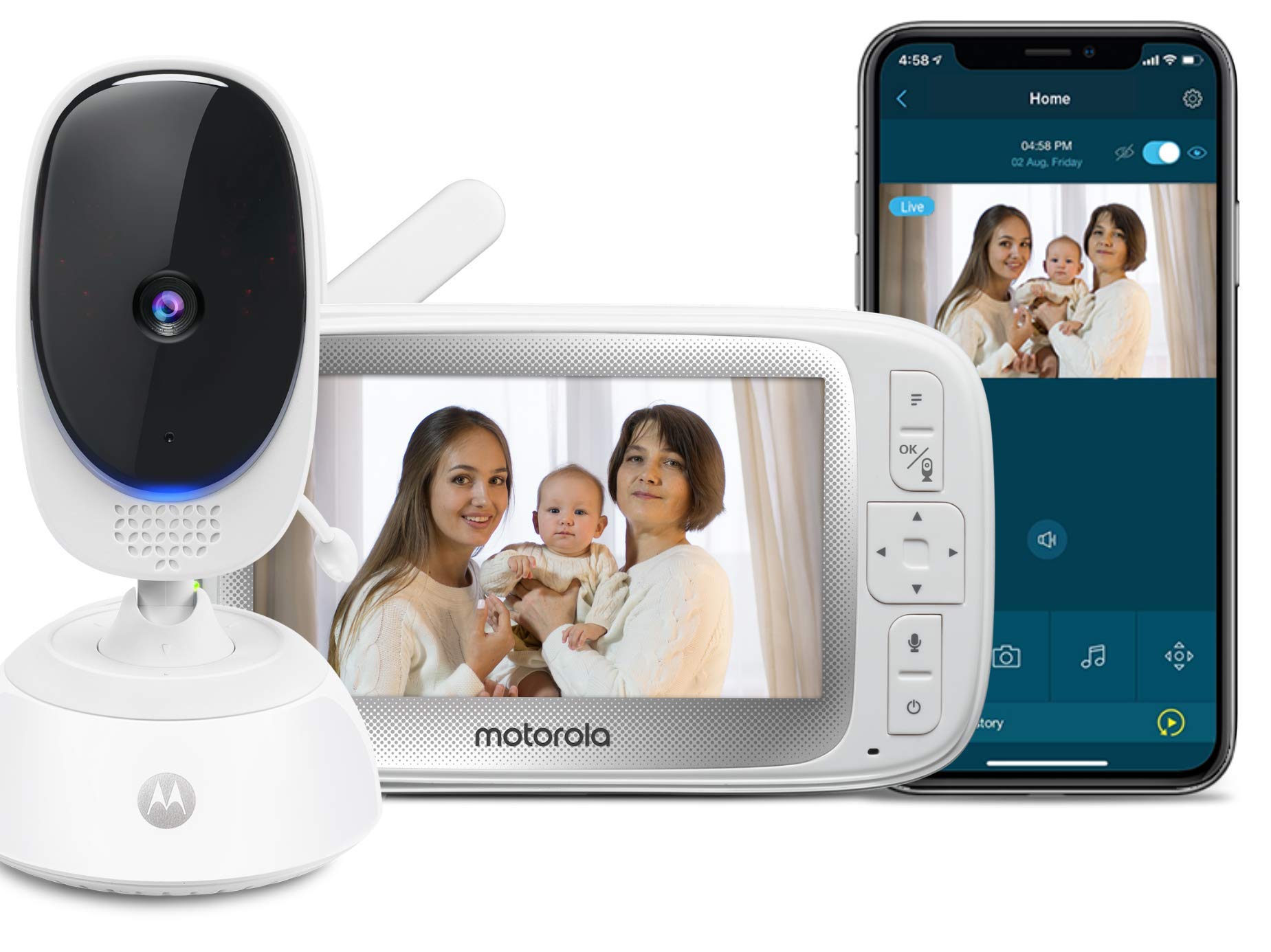 Motorola Connect40 Wireless Security Camera with WiFi & Voice Assistant - Baby, Elderly, Pet Monitoring System - Digital Pan/Tilt/Zoom & Night Vision - Home Security, Family Intercom, Smart Home Surveillance
