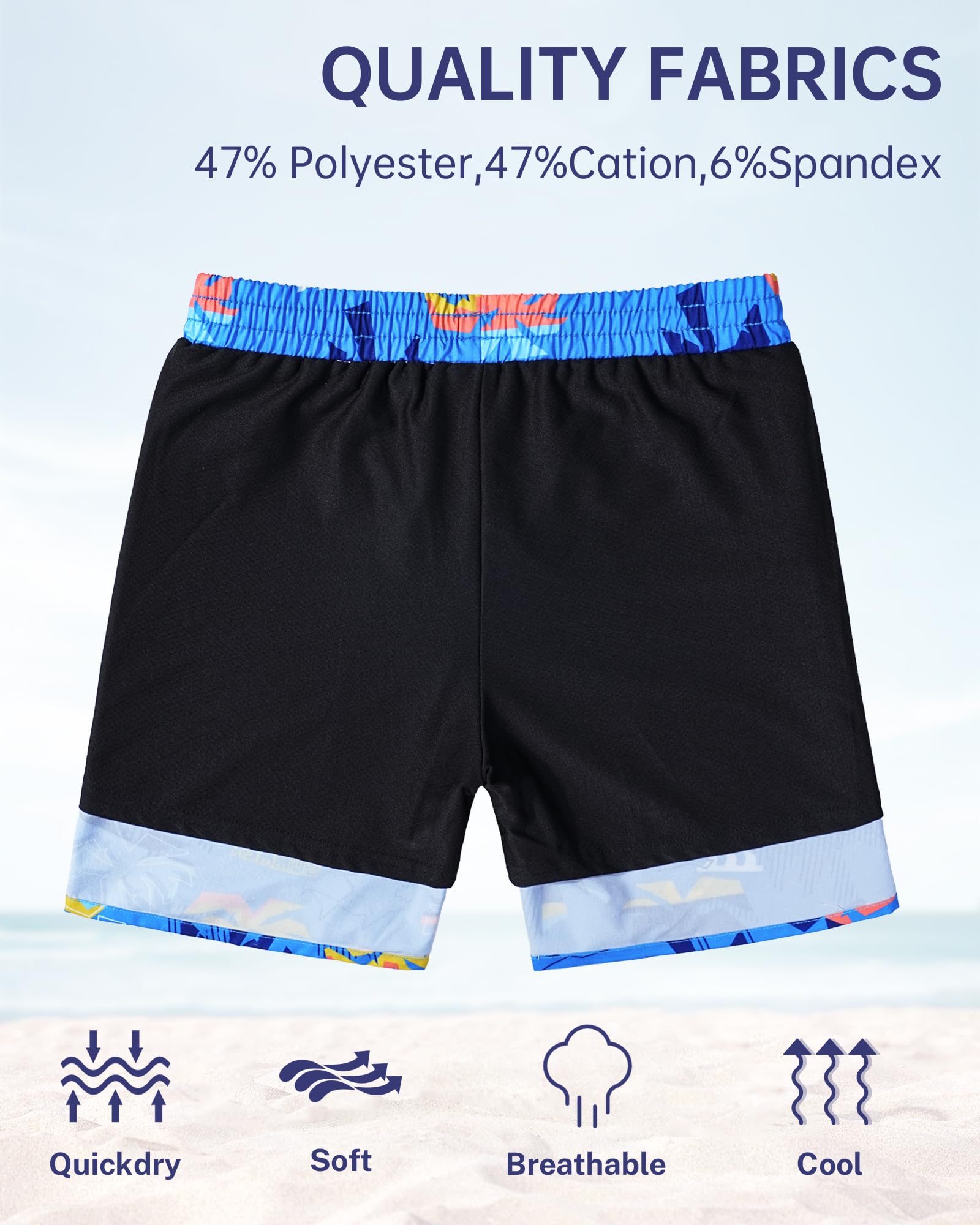 HASMES Boys Swim Trunks with Compression Liner - Quick Dry Bathing Suits & Board Shorts for Kids Age 5-14 Years - Perfect for Swimming, Beach, Pool & Water Sports Activities