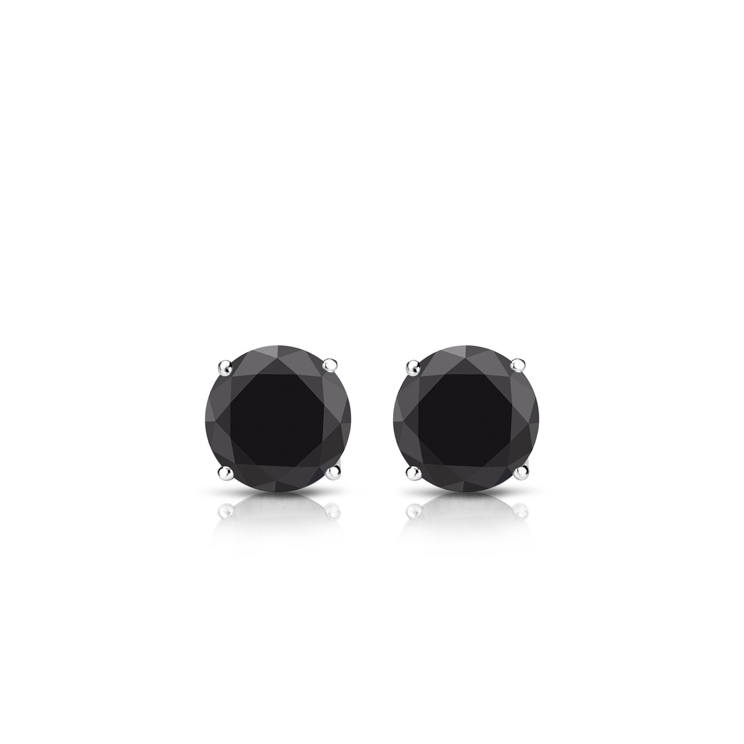 **Black Diamond Stud Earrings for Men - 1/2 to 4 Carat TW Solitaire Screw Back Earrings - 4 Prong Basket Setting in Platinum Gold - Perfect for Gifts, Weddings & Special Occasions**