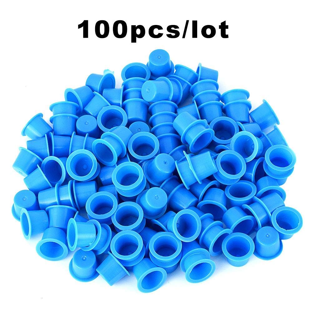 Ubersweet® Atomus 100Pcs 12mm Medium Size Yellow Tattoo Ink Cups - Disposable Pigment Caps for Professional Tattoo Artists - Perfect for Tattoo Studios & Home Use