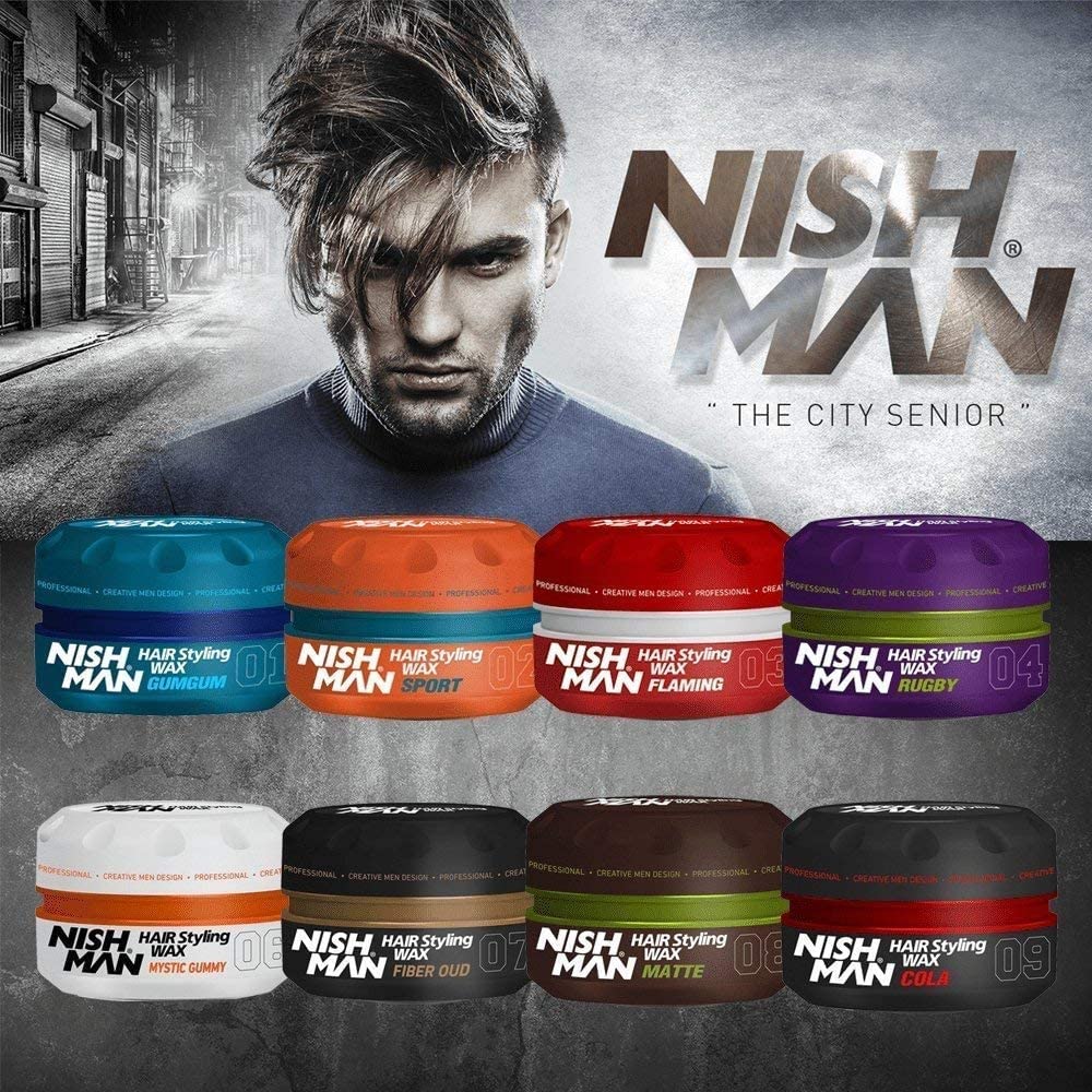 Nishman Aqua 03 Flaming Styling Wax - 100ml Travel Size Hair Wax for Men - Strong Hold & Shine - Perfect for Travel, Gym & Everyday Styling