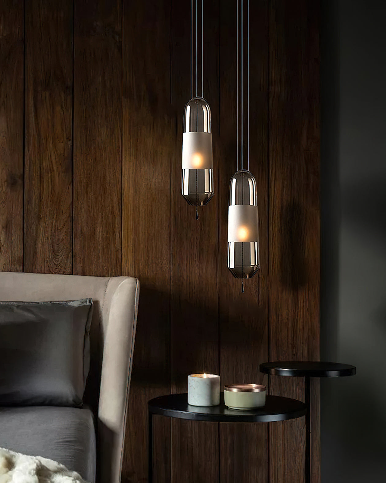 Modern Glass Pendant Light with Capsule Design - Elegant Hanging Fixture for Kitchen Island, Dining Room, or Bedroom Lighting