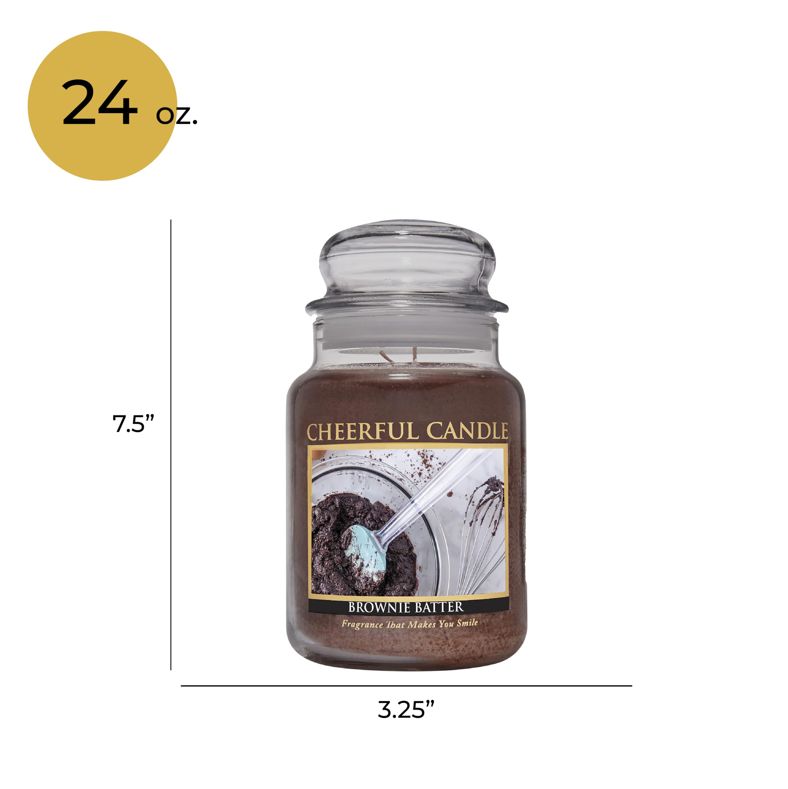 Brownie Batter Scented Candle - 24oz Large Jar with Lid - 135 Hours Long Burn Time - Gift for Women - Home Decor, Relaxation & Aromatherapy - Perfect for Living Room, Bedroom & Bathroom