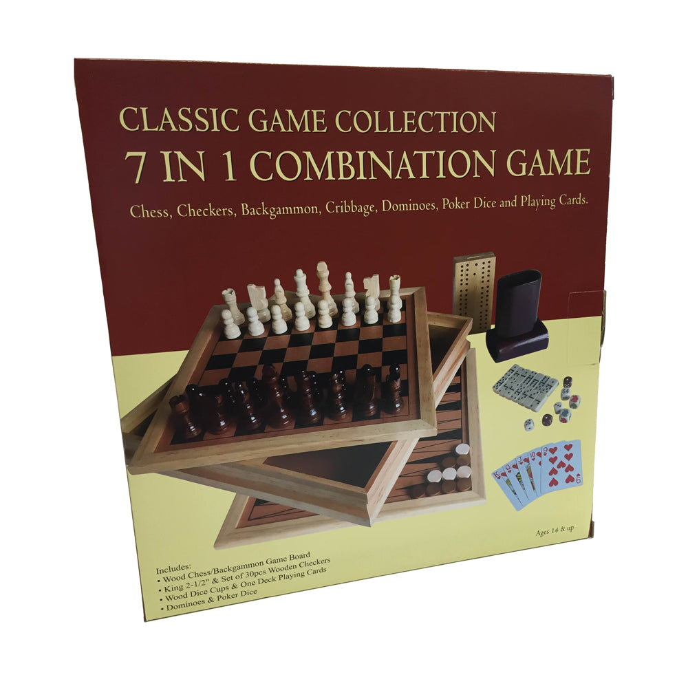 7 in 1 Ultimate Classic Board Game Set by John N. Hansen Co. - Family Fun Night, Party Games & Indoor Entertainment for All Ages