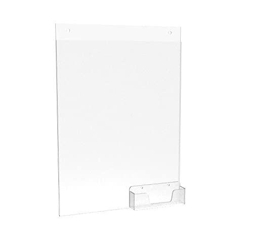 6 Pack Clear Acrylic Wall Mount Sign Holder 8.5x11 Inches with Business Card Slot - Single-Side Picture Frame for Office, Retail & Restaurants - Includes Peel Off Protective Film (White) - Perfect for Menu Boards, Price Displays & Promotional Signs